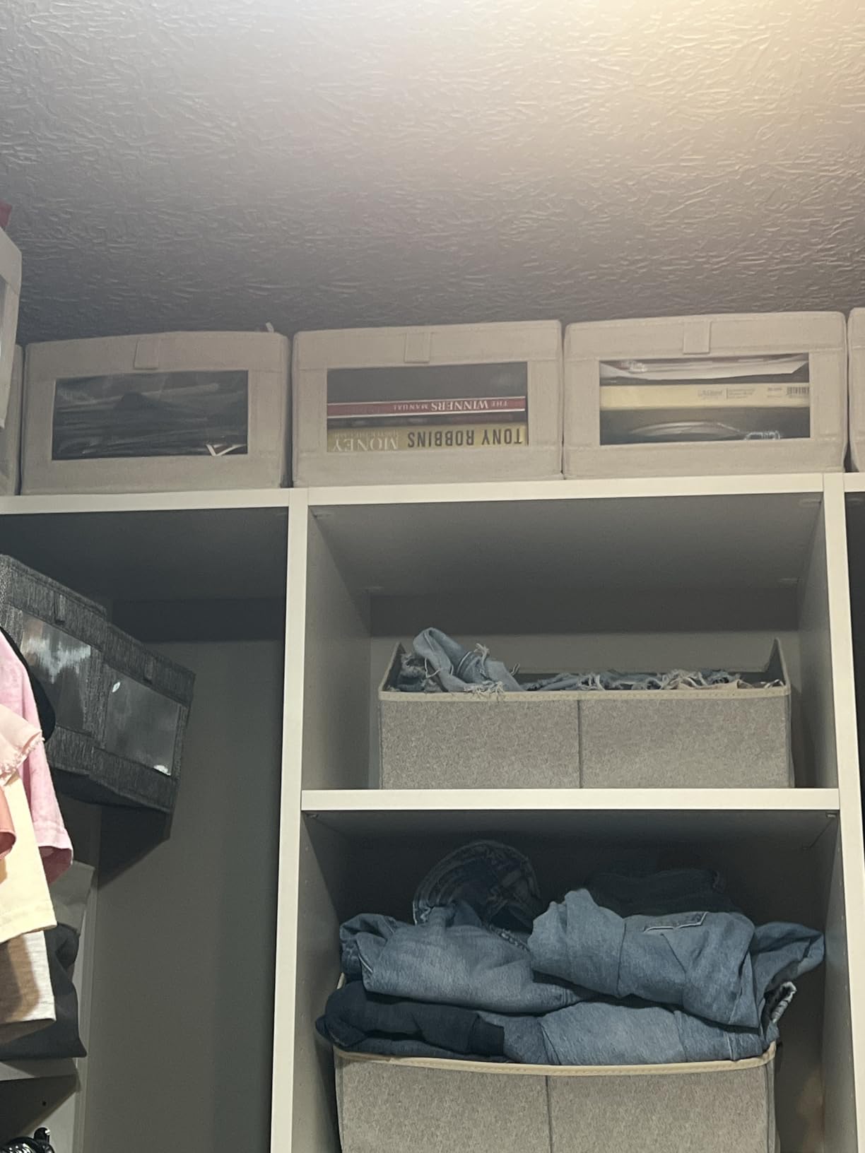 Pradnel Linen Closet Organizers And Storage, 4 Pack Storage Bins Baskets for Organization Foldable Organizer with Clear Window Organizing Clothing, Jeans, Shelves customer photo 2