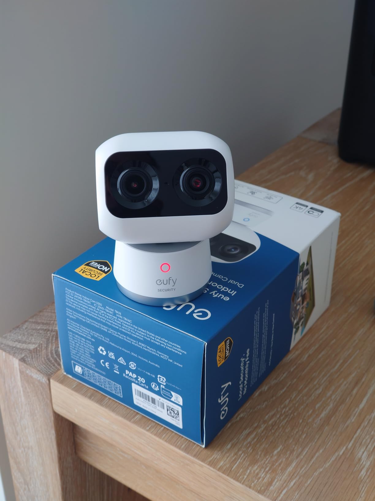 eufy Security 4K Indoor Cam S350, No Subscription, Dual Cameras, 8x Zoom, 360 deg Coverage, Works as a Pet Camera, Nanny/Senior/Baby Monitor, AI Auto-Tracking, Human/Pet/Cry Detection, 2.4/5 GHz Wi-Fi customer photo 1