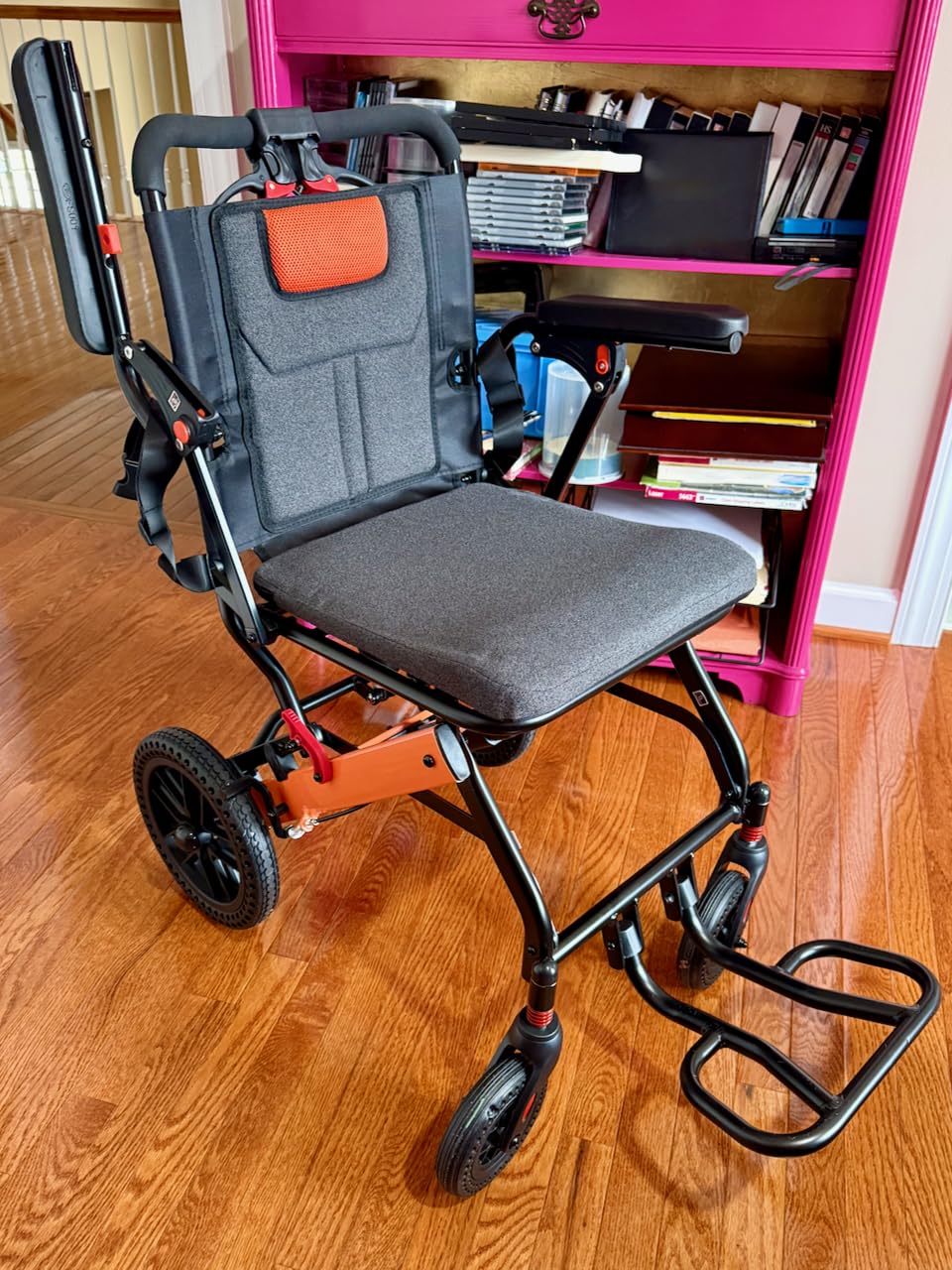 Super Lightweight Portable Transit Travel Wheelchair, Upgraded Folding Transport Wheelchairs (Weight 24lbs) for Adults and Seniors, Come with Telescopic Handle and Travel Bag customer photo 2