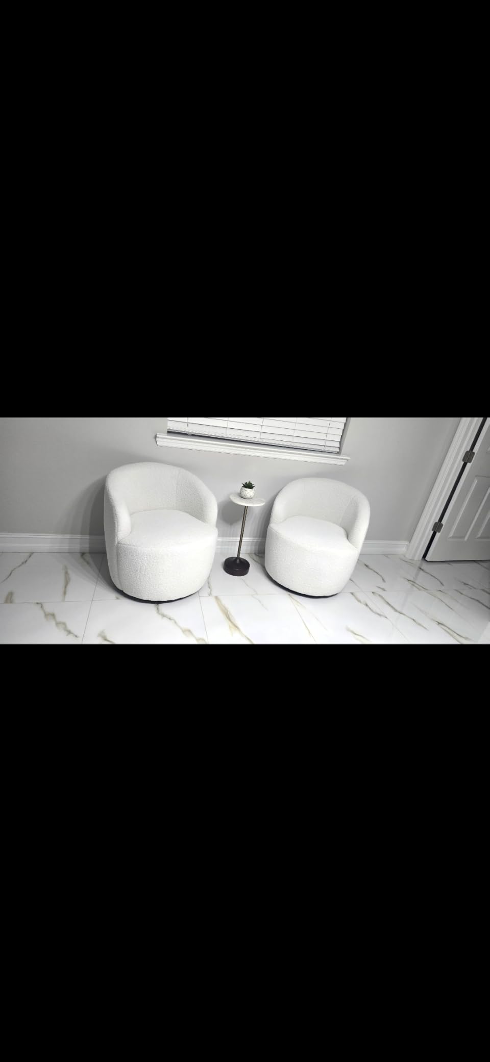 FOXHUNTER 360° Swivel Accent Chair, Barrel Chairs, Teddy Ivory customer photo 2
