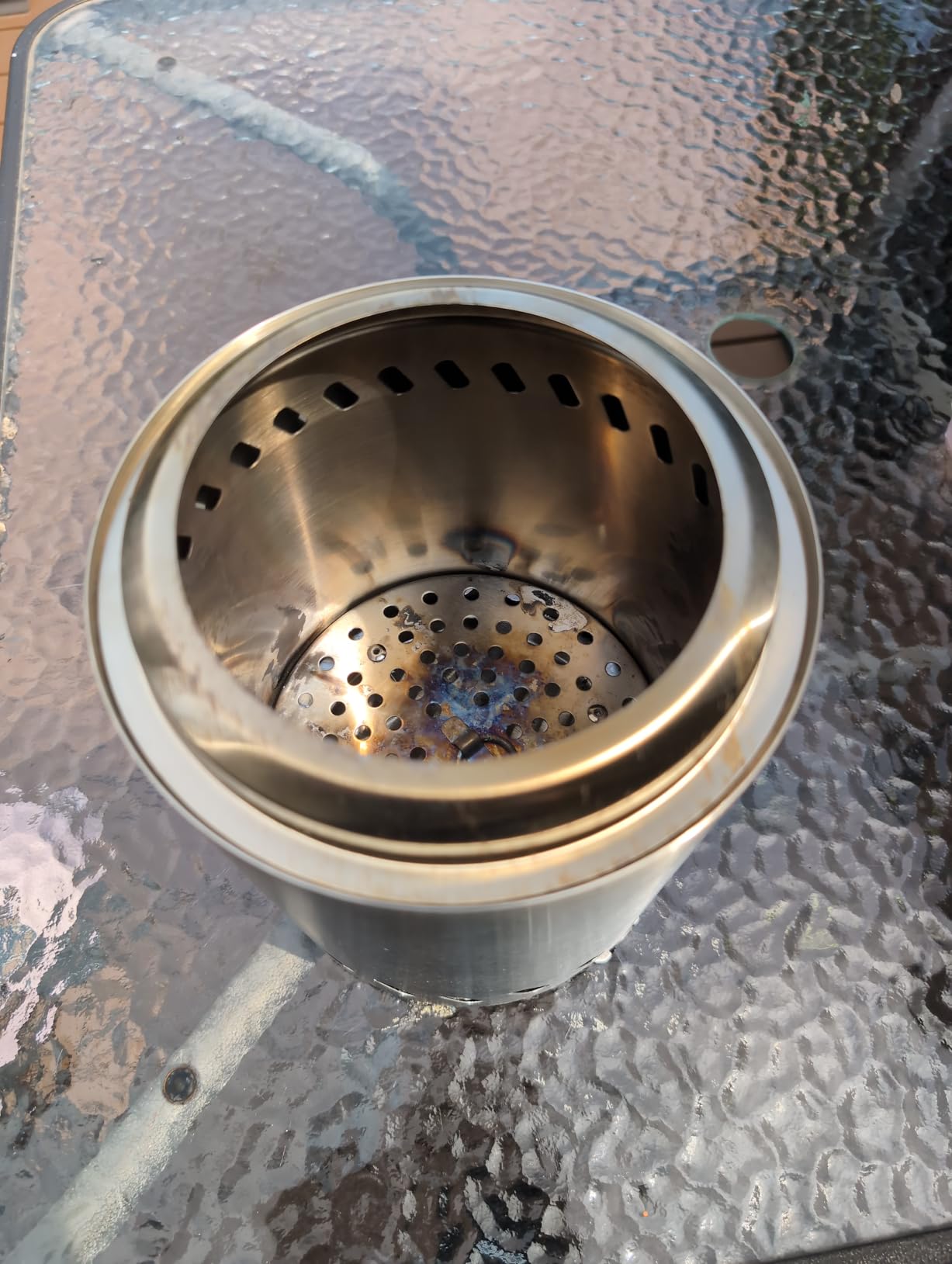 9.7 x 7.1 Inch Tabletop Fire Pit by AmazStove, Low Smoke Camping Stove for Outdoor Safe Burning Firepits, Fueled Pellets or Wood, Travel Bag Included (Silver, 9.7 x 7.1 INCH) customer photo 2