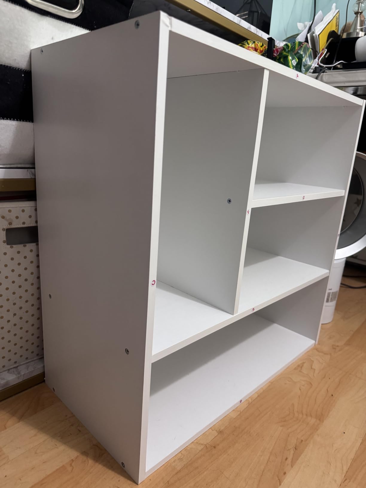 Homes: Inside + Out Apexa 6-Cube Storage Organizer Shelves, Stackable Wood Bookcase Fits Cubby Bins for Organization, Dorm Teen Room Decor & Home Office, White customer photo 1