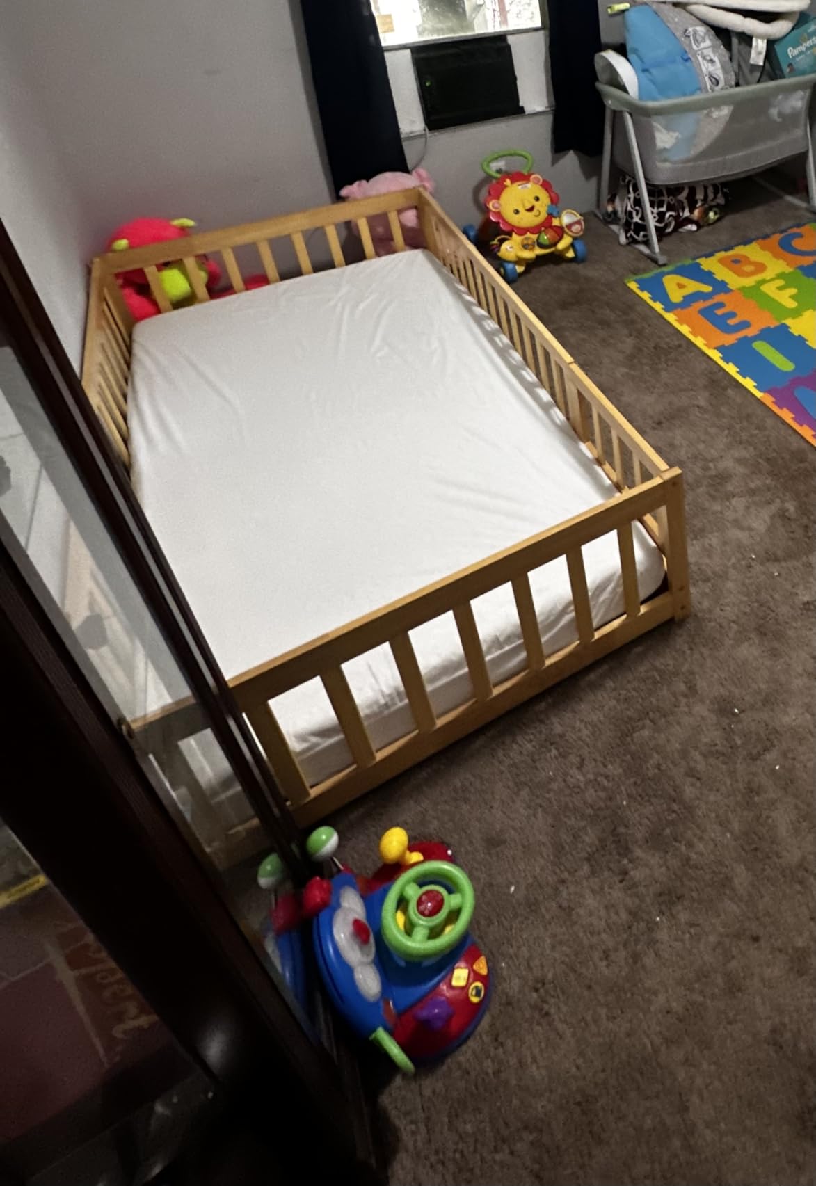 Bellemave Twin Montessori Floor Bed Frame with Slats, Natural | Solid Wood Floor Bed with Door and Fence for Kids Girls Boys, Easy Assembly, No Spring Box Required, Safety Guardrails customer photo 1