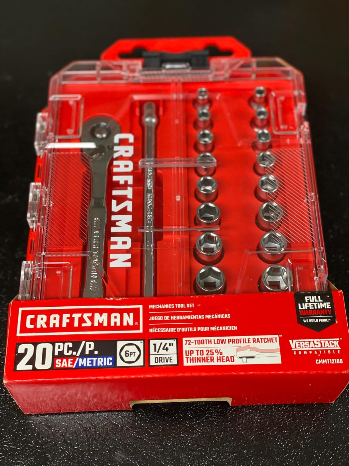 CRAFTSMAN Mechanics Tool Set, 1/4 Inch Drive, 20 Piece, 90-Tooth (CMMT12108) customer photo 2