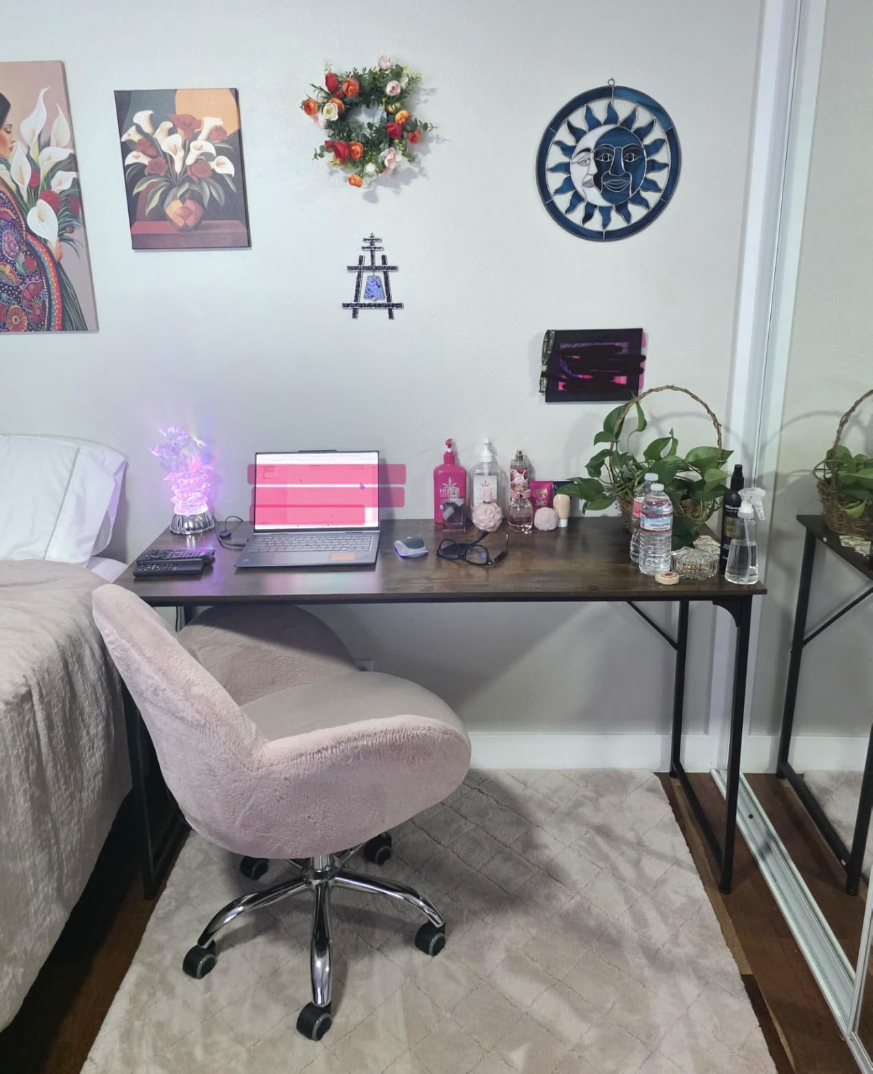 Huuger Computer Desk, 55 Inch Home Office Desk, Gaming Writing Work from Home Study Desk, Large Legroom, Sturdy Metal Frame, Modern Simple, Rustic Brown customer photo 1