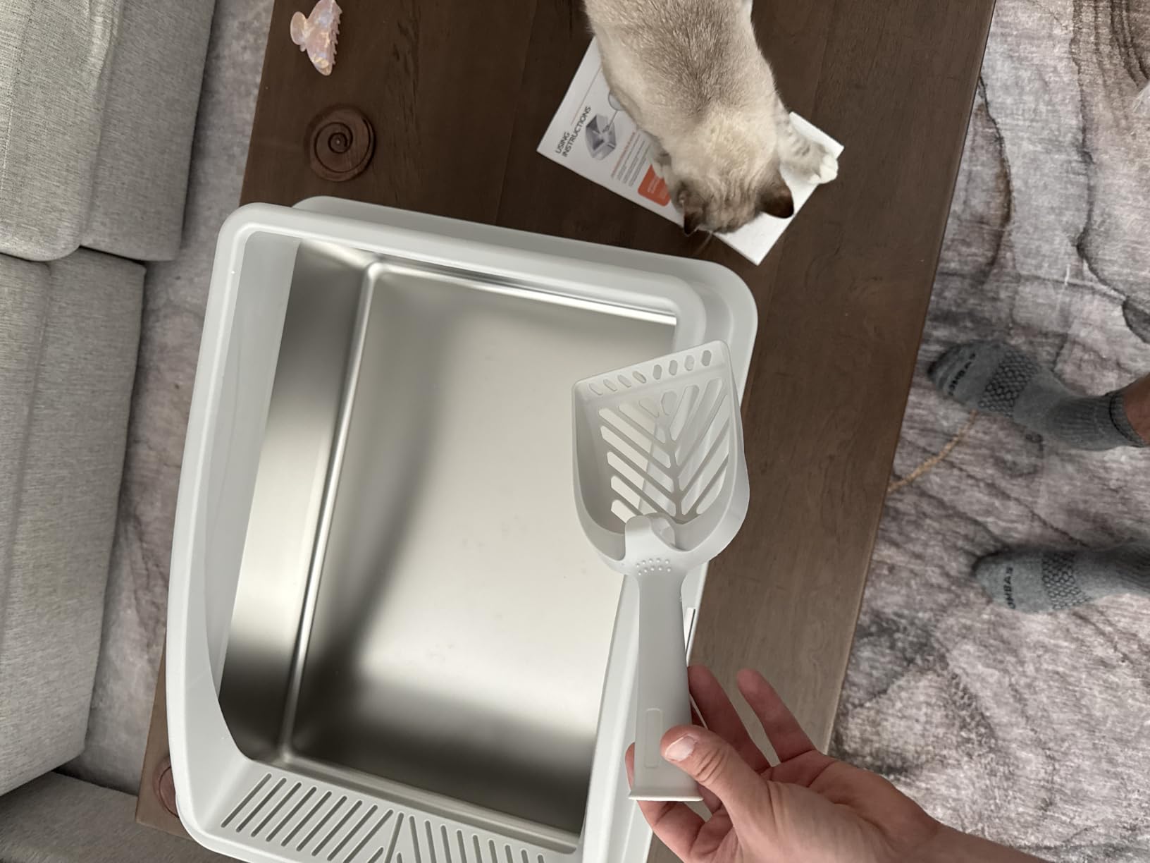 AIPERRO Stainless Steel Litter Box | XL Enclosed Cat Litter Boxes with Lid | High Sided Metal Litter Box for Big Cats | Anti-Urine Leakage | Non-Stick & Easy to Clean | Includes Litter Mat & Metal Scoop customer photo 2