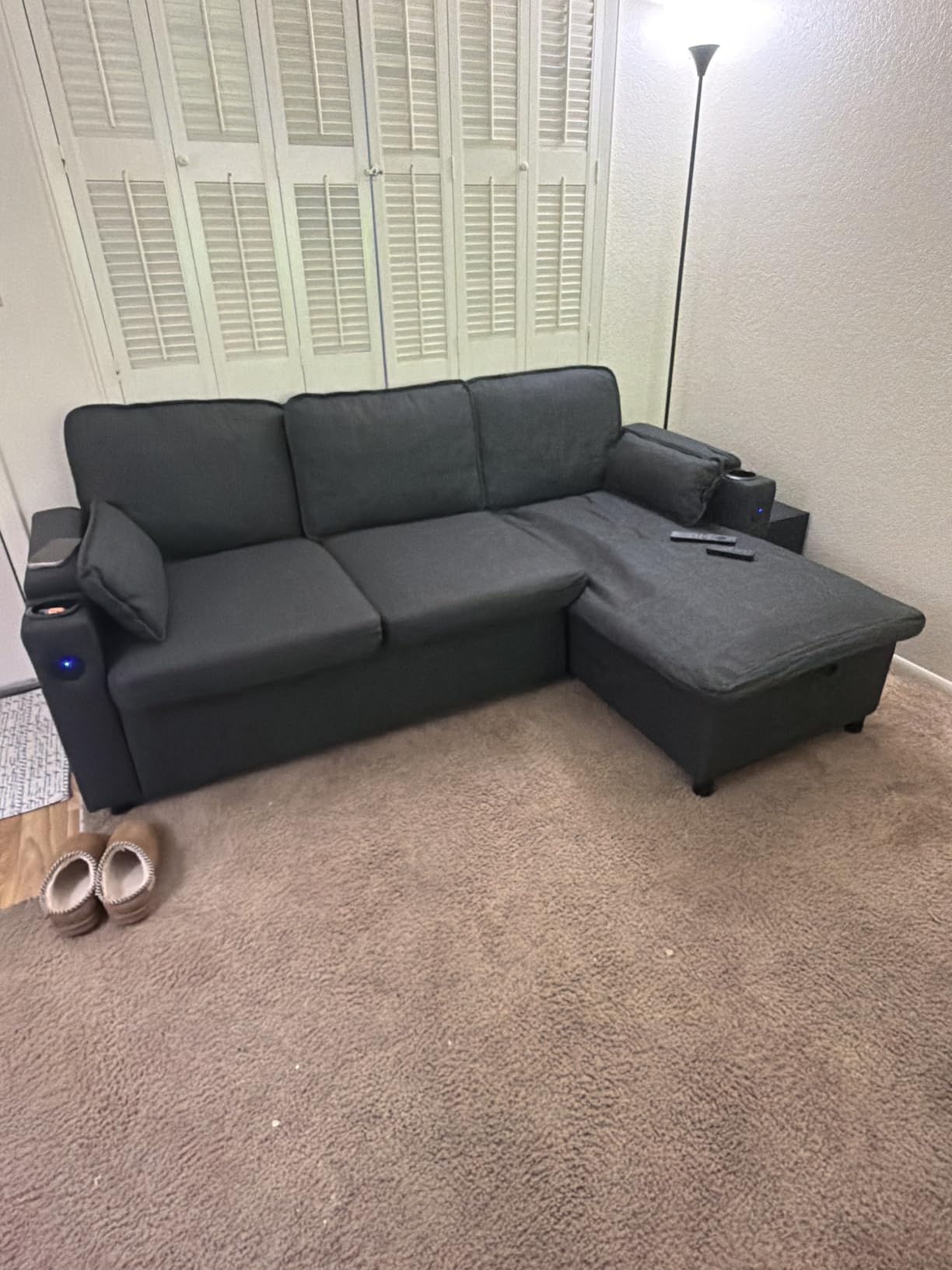 Sofa Bed Pull Out 2 in 1 Sectional Sleeper Sofa L Shaped Couch with Storage customer photo 1