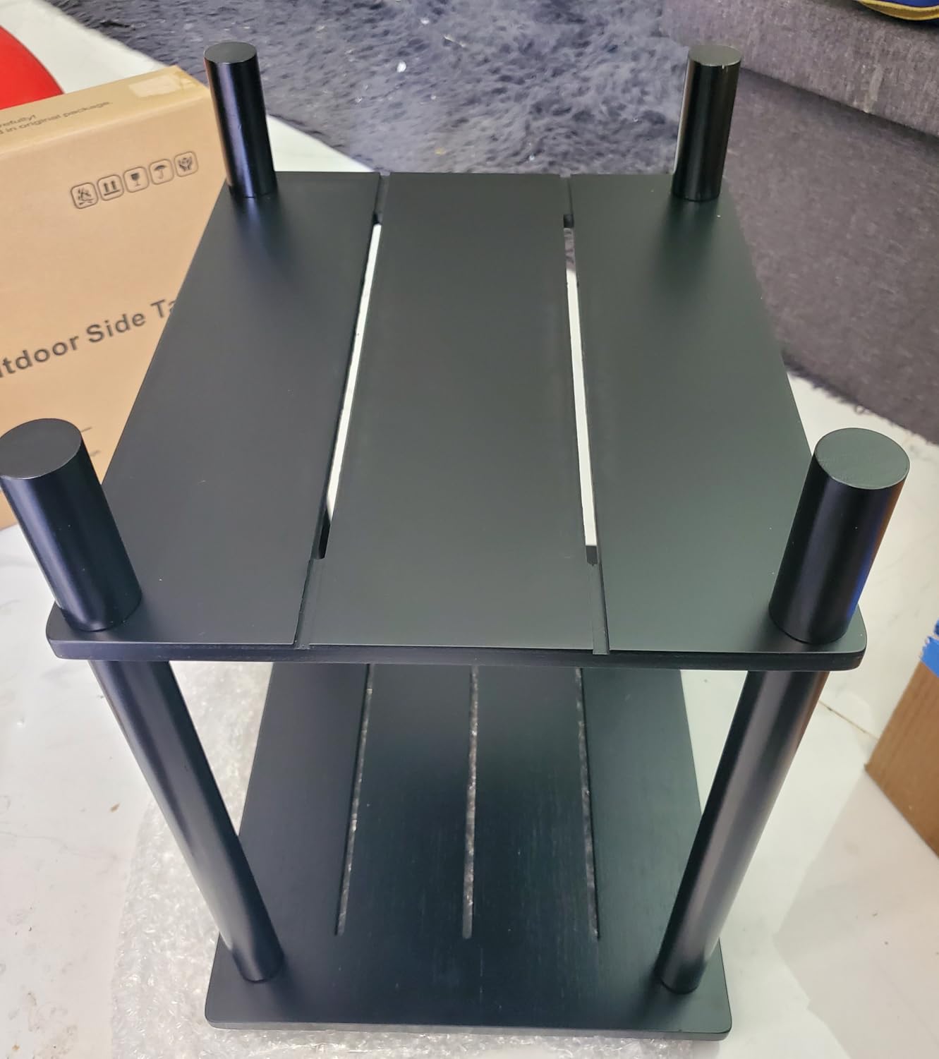 Outdoor Side Table with 2-Tier, Bamboo Small Patio Adirondack Tables, Black, Easy Assembly, Weather Resistant customer photo 1