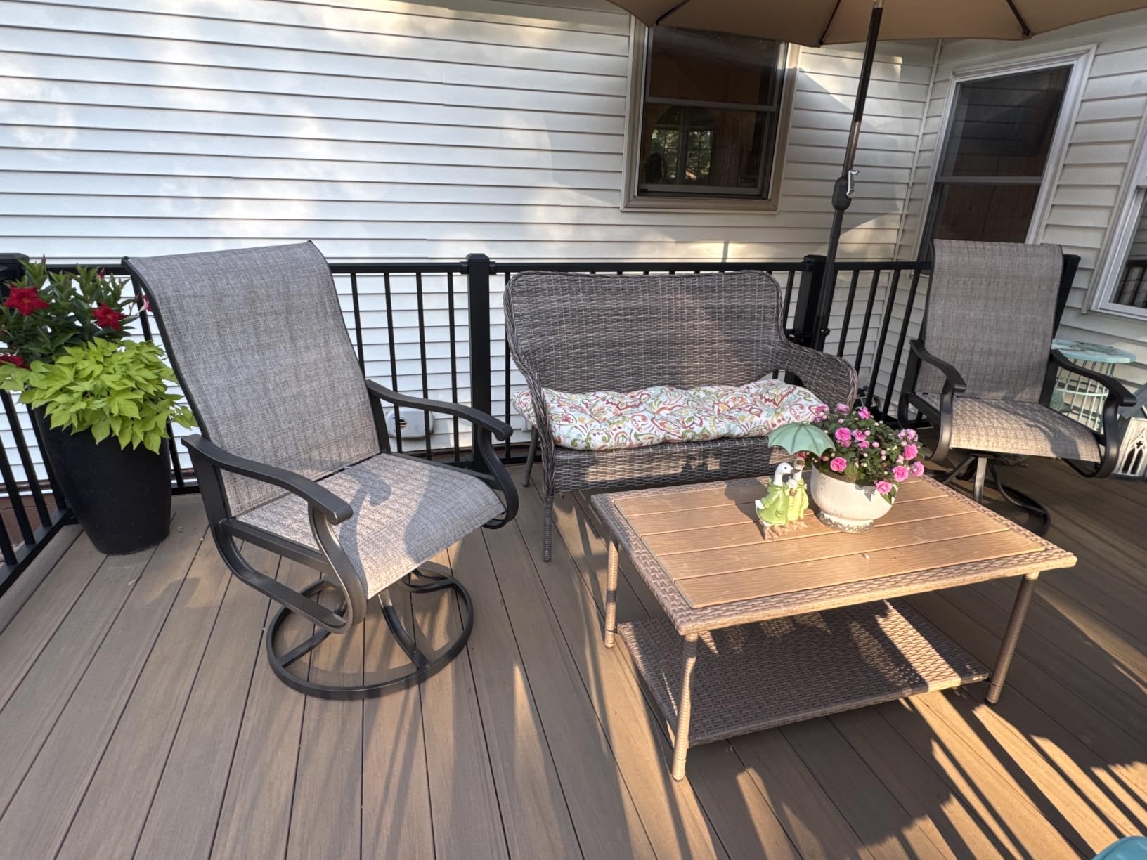 Patio Swivel Chairs Set of 2, Outdoor Rocking Dining Chairs with High Back customer photo 2
