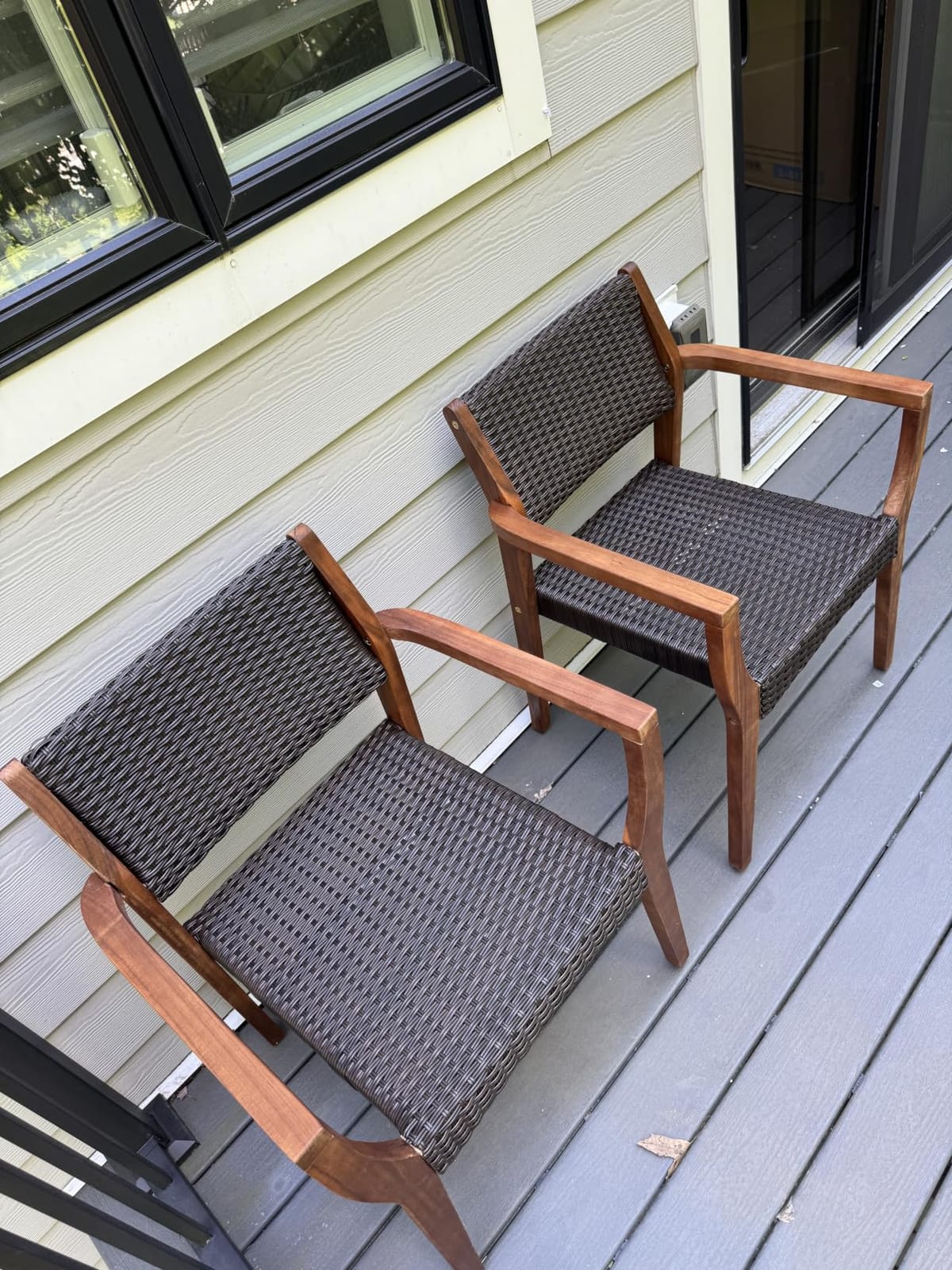PHI VILLA Patio Dining Chairs, Set of 6, Acacia Wood & Wicker, Wood customer photo 1