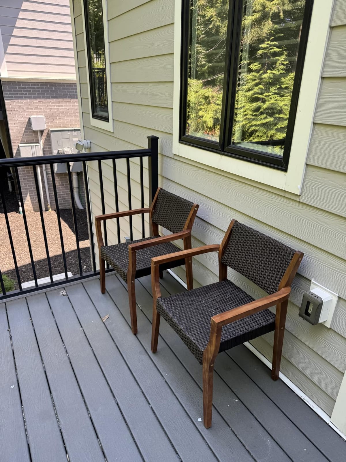 PHI VILLA Patio Dining Chairs, Set of 6, Acacia Wood & Wicker, Wood customer photo 2