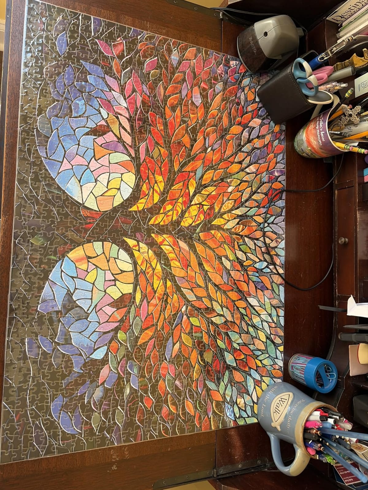 PICKFORU Stained Glass Puzzle Tree of Life Puzzles for Adults 1000 Pieces, Impossible Hard Difficult Challenging Puzzles for Adults, Colorful Mosaic Tree of Life Jigsaw Puzzle 1000 Pieces customer photo 1