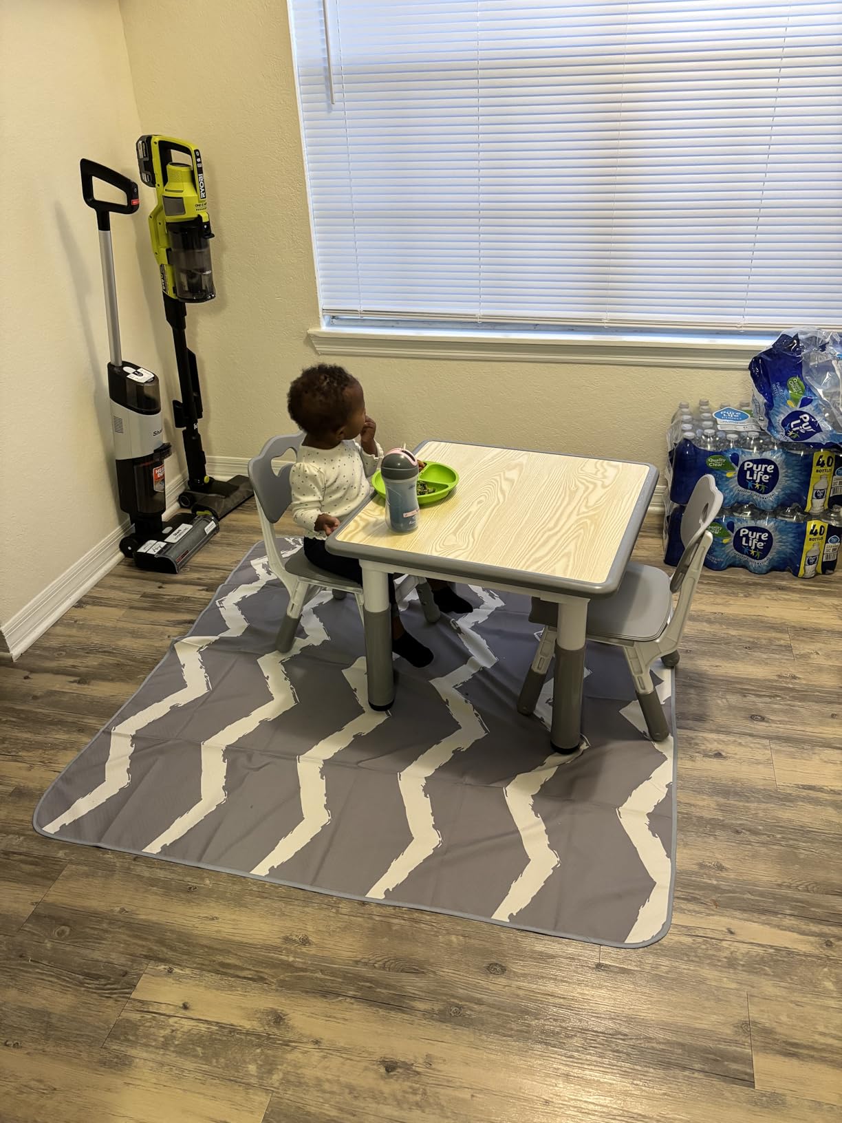 Kids Table & Chairs Set (2 Chairs) Height Adjustable for Ages 2-8 | Non-Slip Toddler Activity Table with Wipe-Clean Desktop, Montessori Learning & Art Drawing Tables for Home Preschool customer photo 1