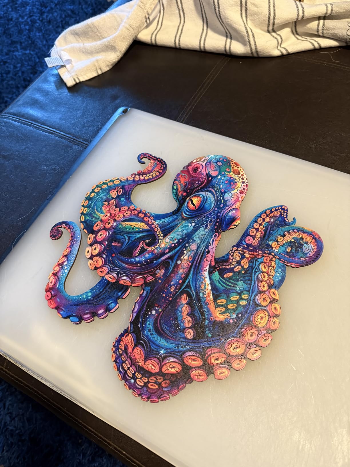Qiuenisray 500 Piece Puzzles for Adults, Wooden Octopus Jigsaw Puzzles | FSC Certified Cool Puzzles, Unique Shape Ocean Puzzle Piece, Wall Decor, Wood Creative Gift for Family Game 16.9x16.9 in customer photo 2