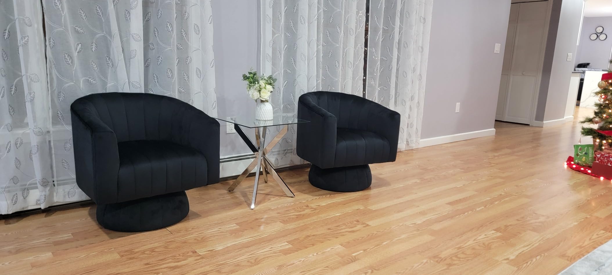 Kromax Swivel Accent Chair, Modern 360 Degree Swivel Barrel Chair, Beige customer photo 2