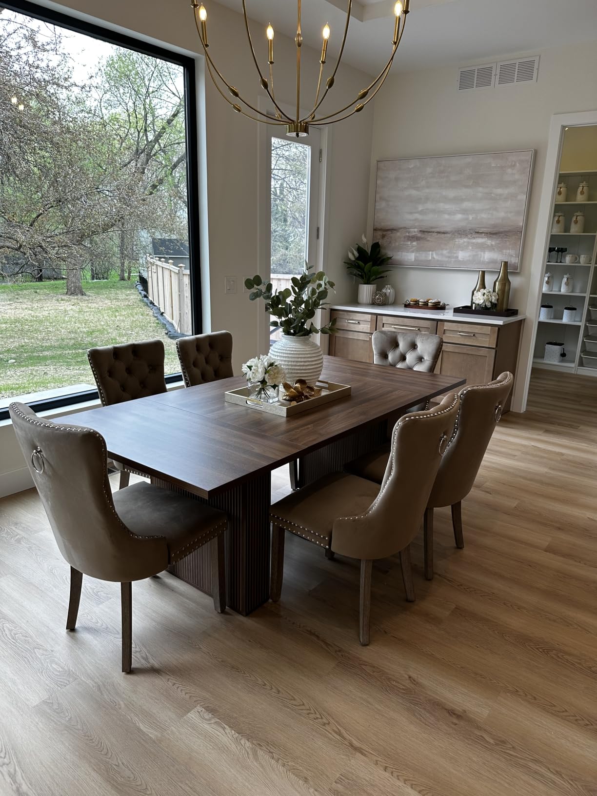 weselon 78 Inch Dining Table for 6 8 10, Modern Farmhouse Rectangular Kitchen Table, Long Dining Room Tables with Wood Strip Base (Walnut) customer photo 1