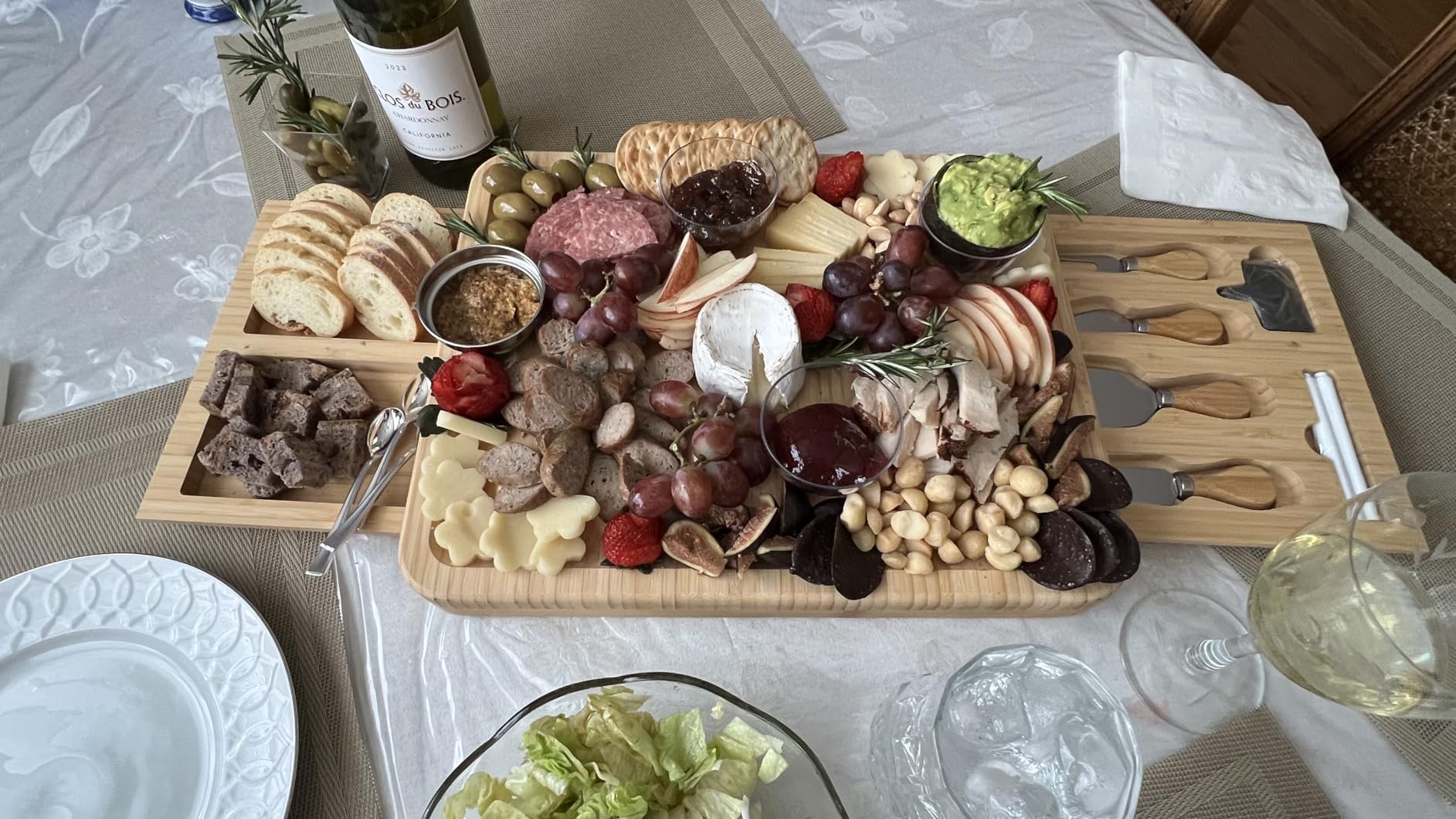Bamboo Cheese Board and Knife Set with 2 Slide-Out Cutlery Drawers customer photo 1