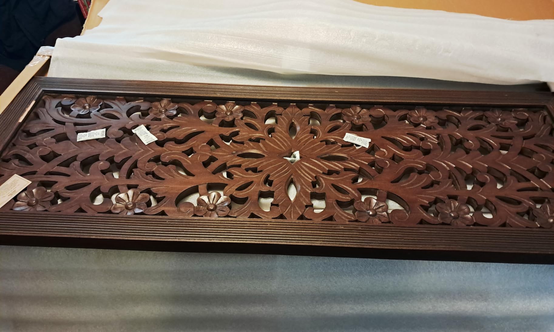 COTTON CRAFT Solid Wood Sturdy Queen Headboard - Rustic Antique Brown | Compatible with All Bed Frames - Intricate Hand Carved Rajasthan Motif - Bohemian Transitional - Beautiful for Any Bedroom customer photo 2