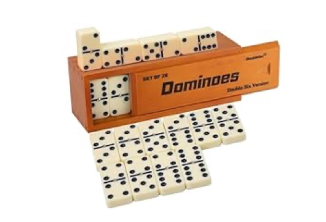 Doublefan Jumbo Dominoes for Adults, Double 6 Domino Set in Prime Wood Box customer photo 1