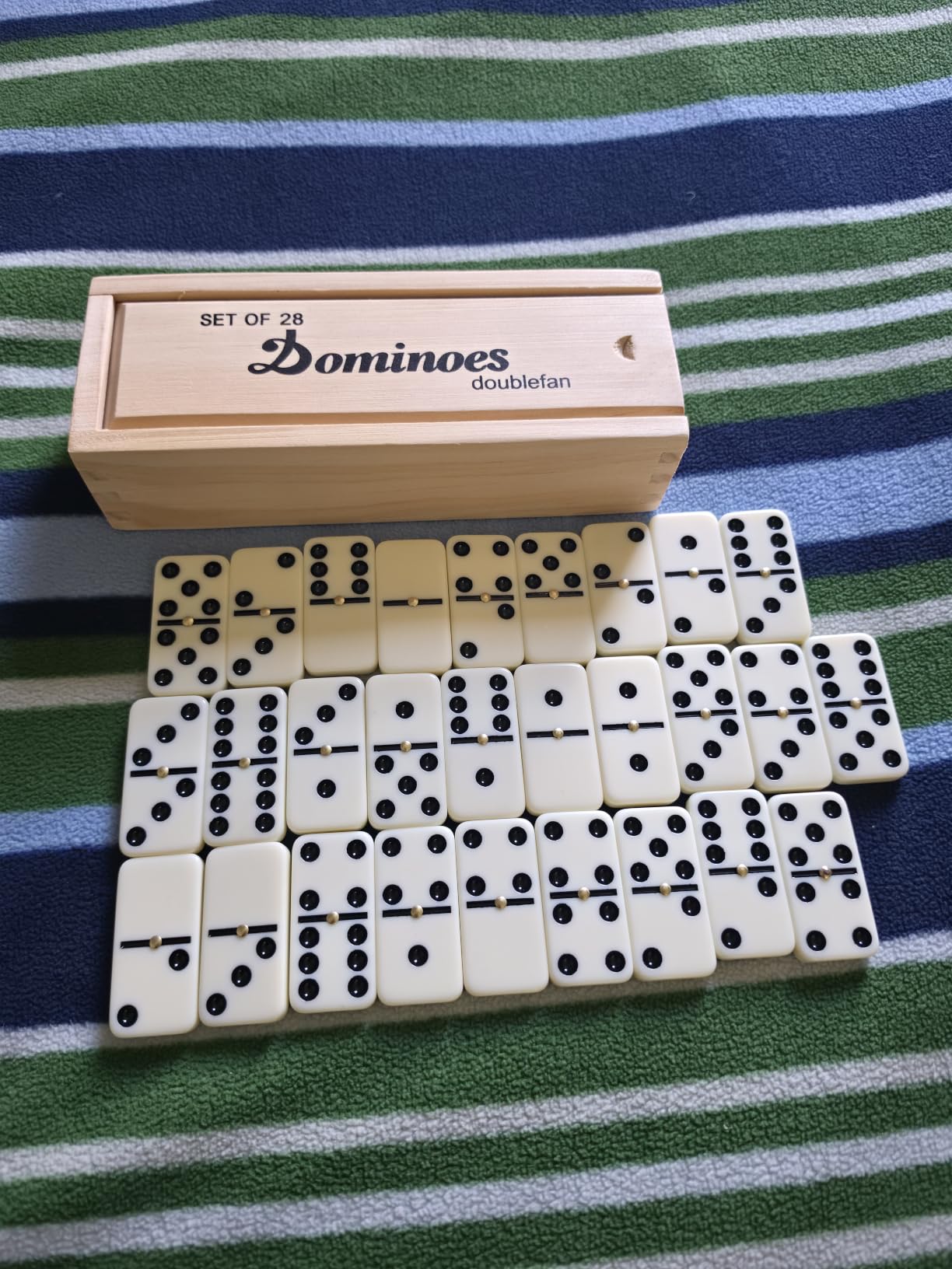 Doublefan Jumbo Dominoes for Adults, Double 6 Domino Set in Prime Wood Box customer photo 2