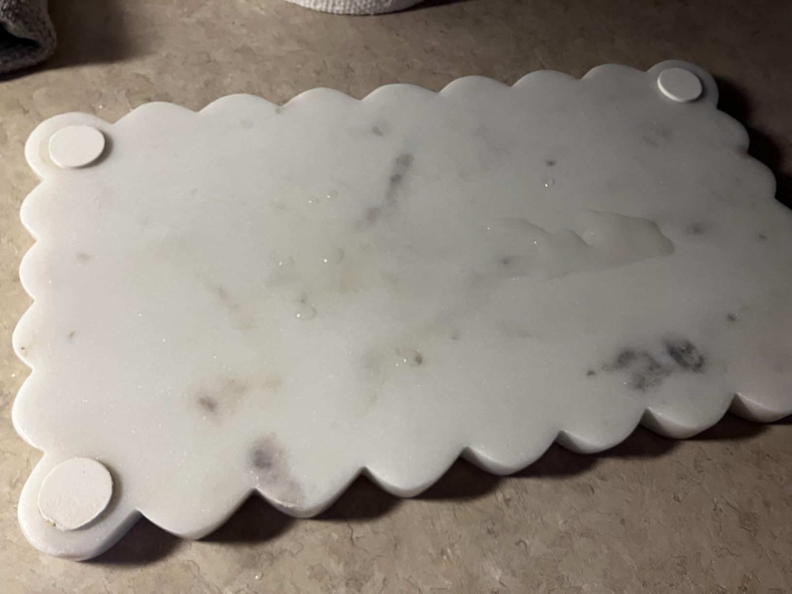 Creative Co-Op Marble Cheese Board with Scalloped Edge, White customer photo 1