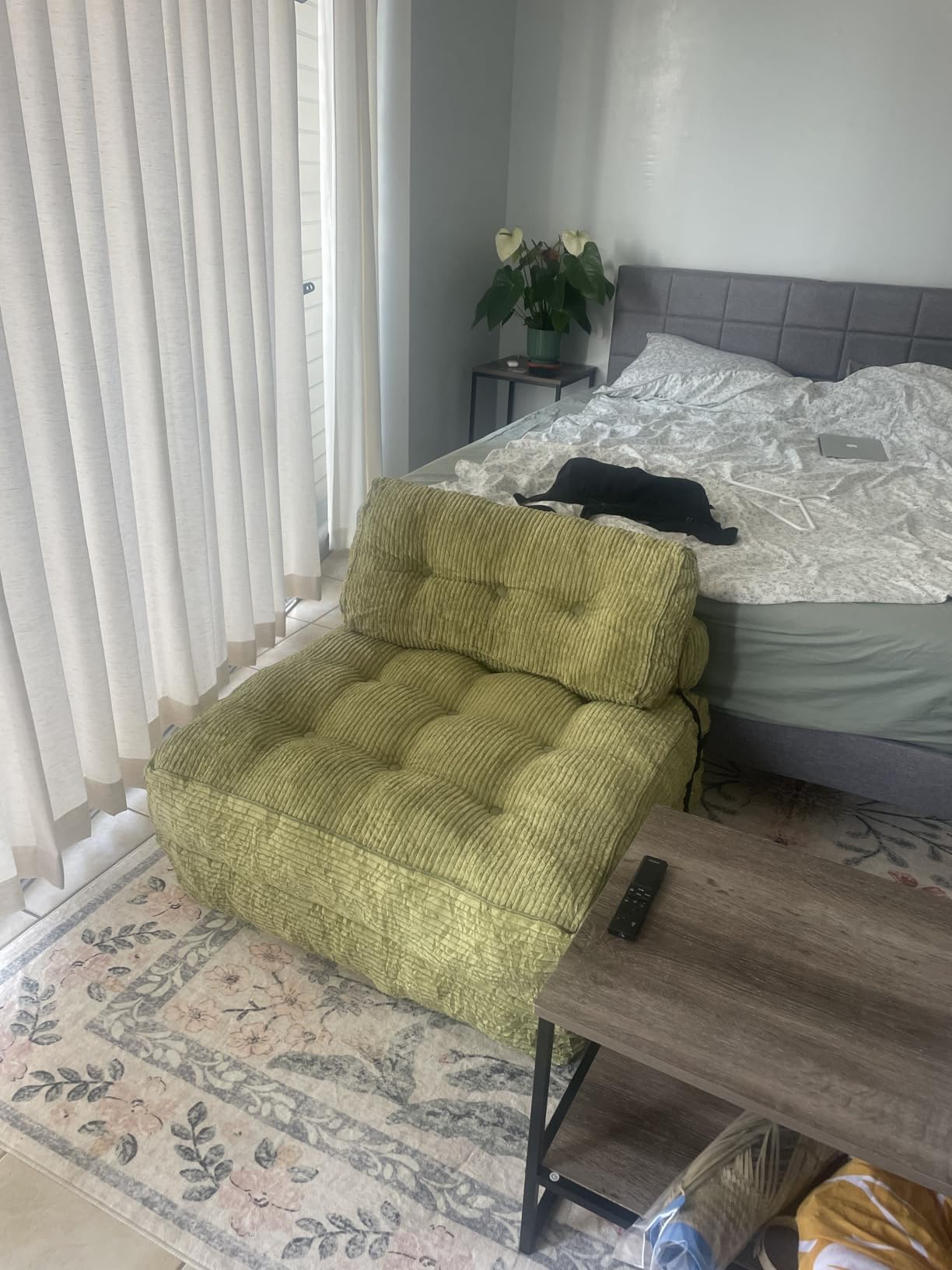 MAXYOYO Folding Sofa Bed, Convertible Chair Bed with Pillow | Foldable Couch with Back Support, Portable Fold Out Chair Comfy Floor Sofa for Living Room Bedroom, Dark Grey, Single customer photo 1