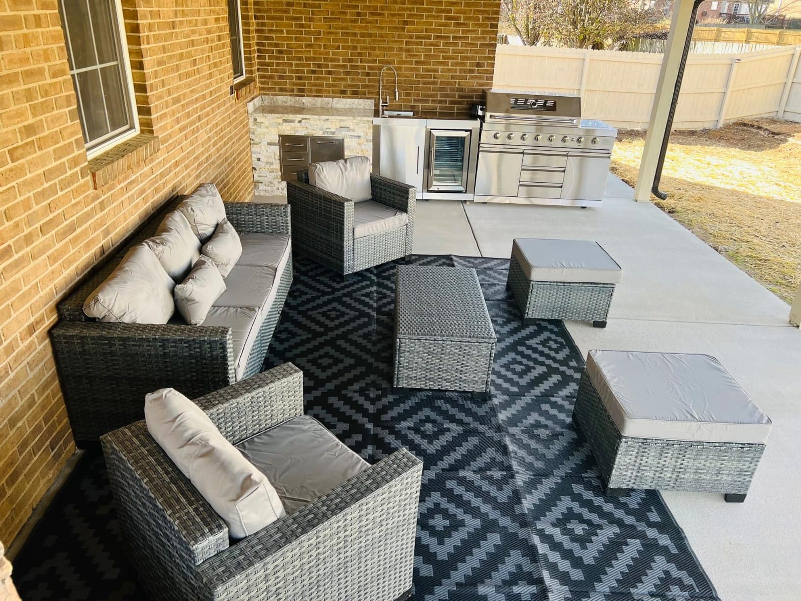 KoolMore Reserve Outdoor Kitchen Island with 6 Burner Grill and a Side Burner, Sink, Storage Cabinet and Beverage Refrigerator, CSA Listed in Stainless-Steel customer photo 1