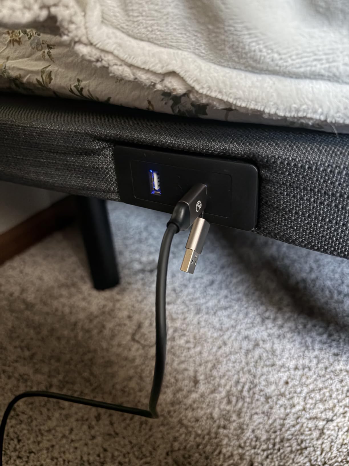 Amada Queen Adjustable Bed Frame with Massage and Zero Gravity | Head and foot incline for reading and TV, 4 USB charging ports, under-bed nightlight, 4 height options, quiet motor operation customer photo 2