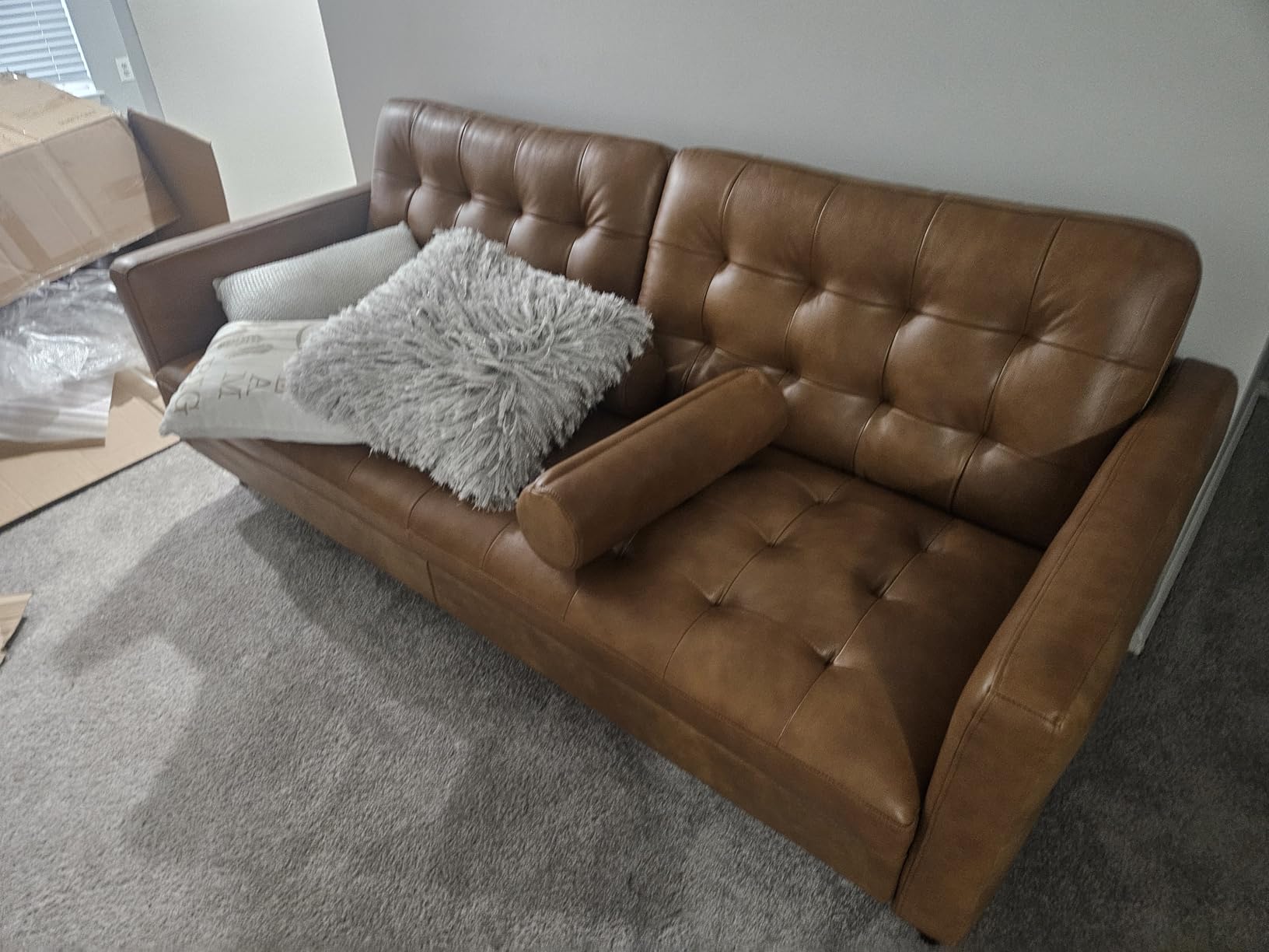 AMERLIFE Leather Sofa, Modern Genuine Leather Sofa, 3 Seater Comfy Couch customer photo 1