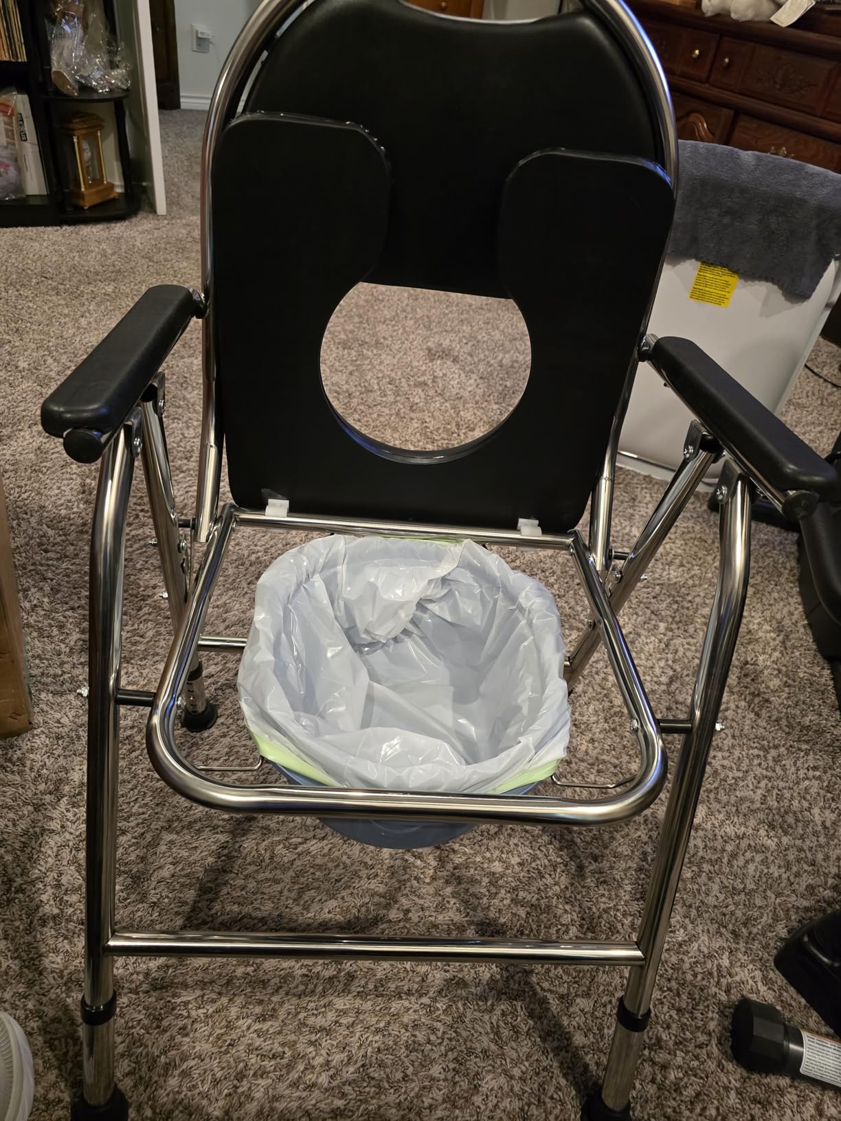 4 in 1 Folding Bedside Commode Chair for Elderly, Padded Seat & Backrest customer photo 2