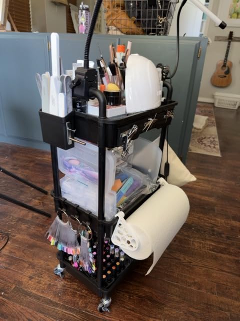 Goovilla 3 Tier Rolling Utility Cart Organizer with Removable Drawer, Black | Stable and Sturdy Rolling Storage Carts with 2 Lockable Wheels for Bathroom, Kitchen, Snack, Craft, Makeup, Baby Essentials customer photo 1