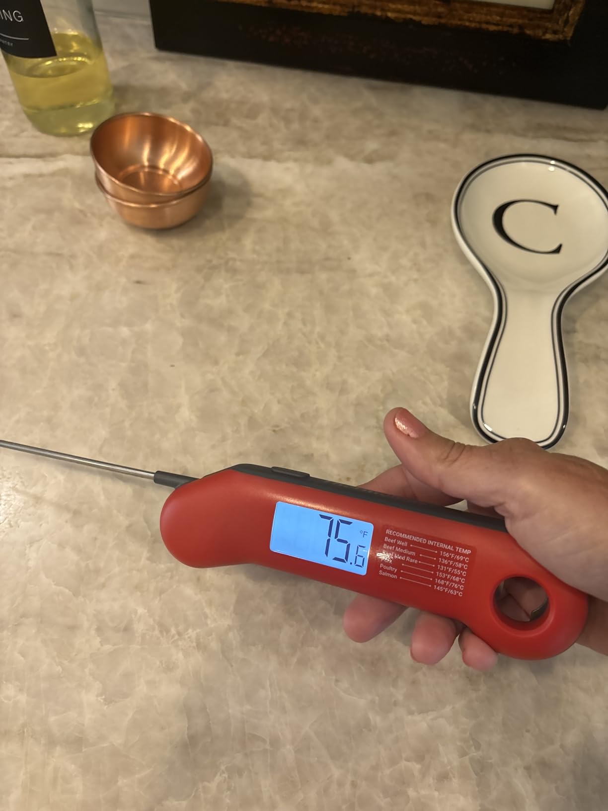 ThermoMaven 0.5 Sec Professional Meat Thermometer Digital, ±0.5°F Accuracy | NIST&NSF Certified, IP67 Waterproof, Auto-Rotating Backlit Display, Lift-to-Wake, for BBQ/Cooking/Camping, Red&Gray customer photo 2