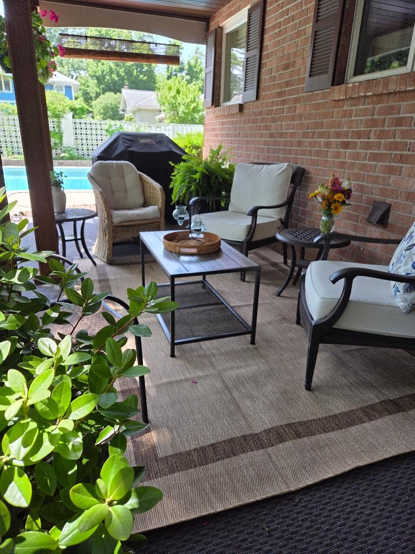 ODK Outdoor Coffee Table with Double-Layer Storage, Rectangle Weather-Resistant Patio Coffee Table for Garden, Balcony, Hot Tub, Poolside, Heavy-Duty Metal Frame, Grey customer photo 2