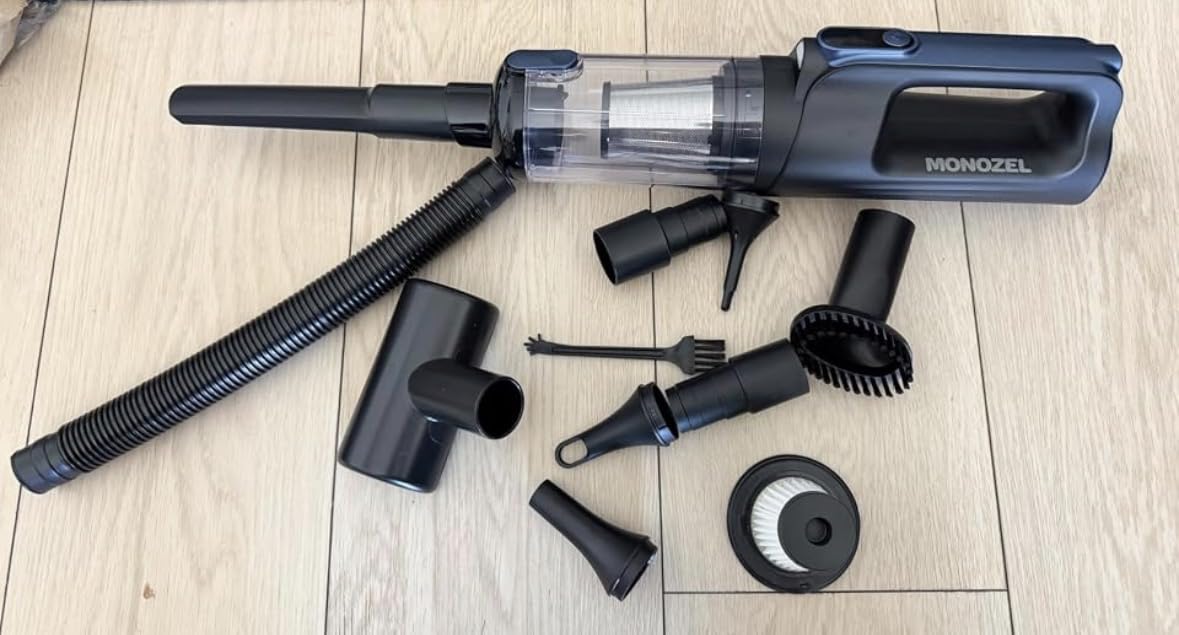 MONOZEL Car Vacuum Portable Cordless, 18000Pa 2 in 1 Vacuum Cleaner&Air Duster, 130W Brushless Motor Handheld Vacuum Cordless with 7800mAh Battery, LED Light, Multi-Nozzles for Car, Home, Office, Pet customer photo 2