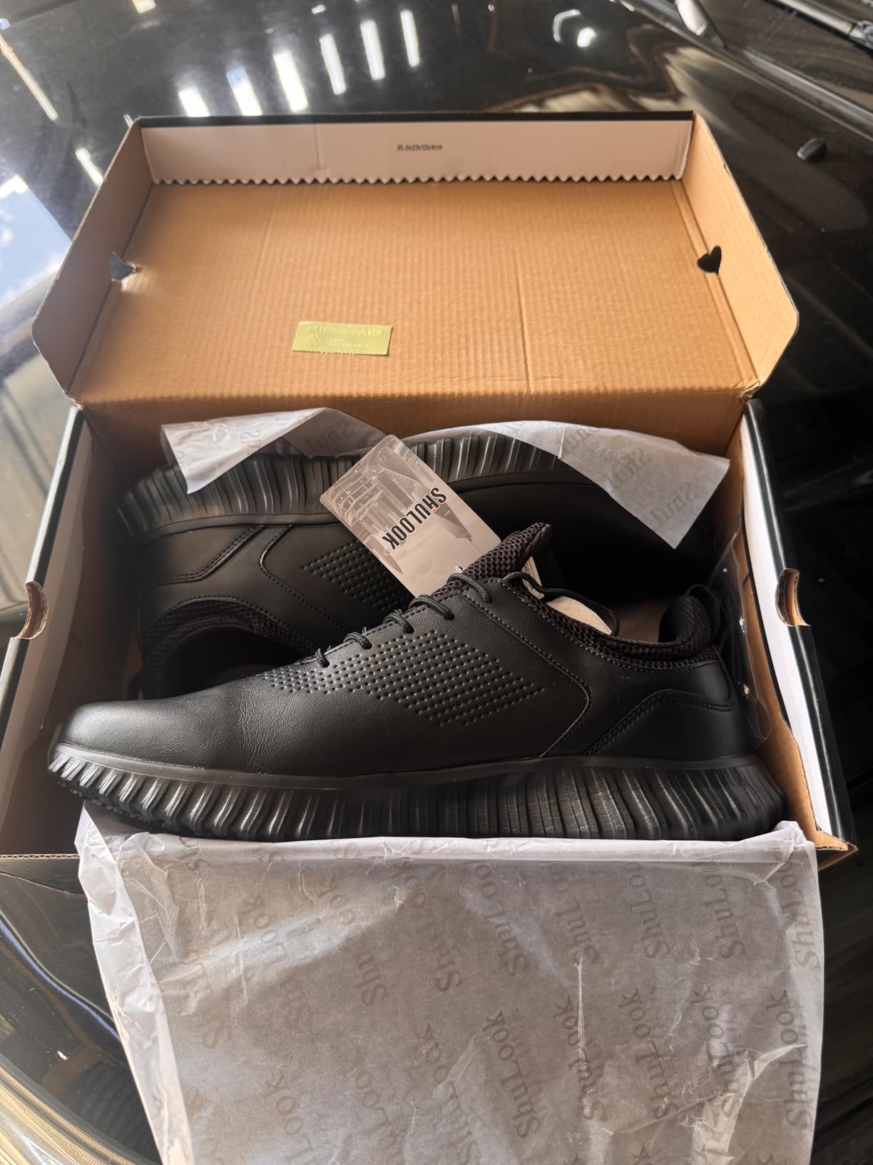 SHULOOK Men's Non Slip Work Shoes Kitchen Restaurant Chef Sneakers Black customer photo 2