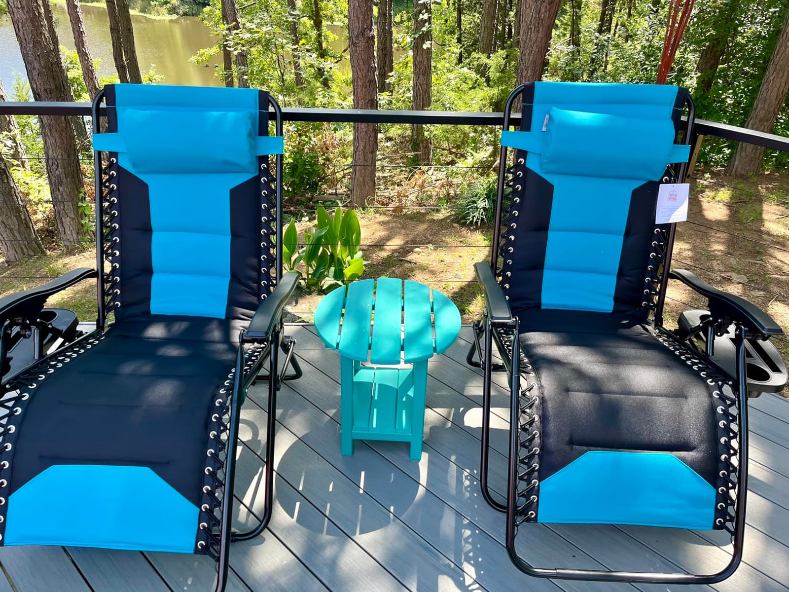 PHI VILLA Zero Gravity Chairs Set of 2, 28 Wide, Patio Recliner, Navy | Folding Design, 3D Spacer Mesh Padding, Anti-Slip Locking System, Fade-Resistant Fabric, Built-in Cup Holder customer photo 2