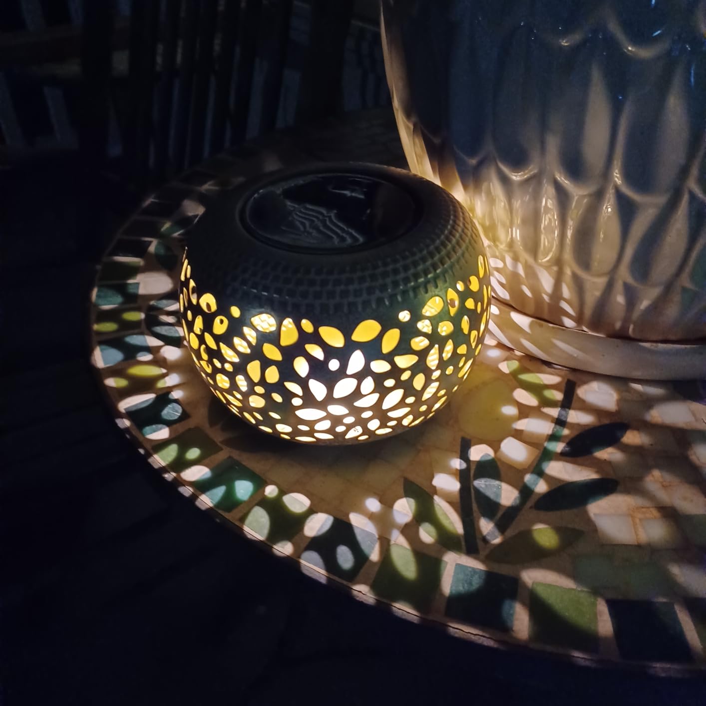 Solar Lanterns Outdoor Waterproof: 2 Pack Hollowed-Out Retro Metal Lantern Lights - Solar Lantern Decorative - Gifts for Women Mother's Day, Outside Garden Yard Patio & Indoor Tabletop Decor customer photo 1