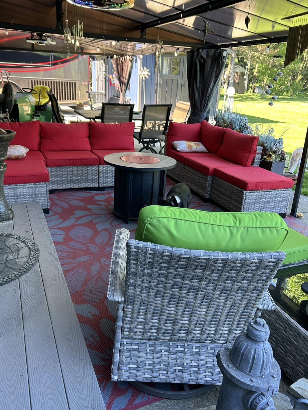 Outdoor PE Wicker Rattan Modular Patio Sectional Sofa Set | 7-Piece: 6 Modular Seats & Coffee Table with Thick Cushions, Navy Blue customer photo 1