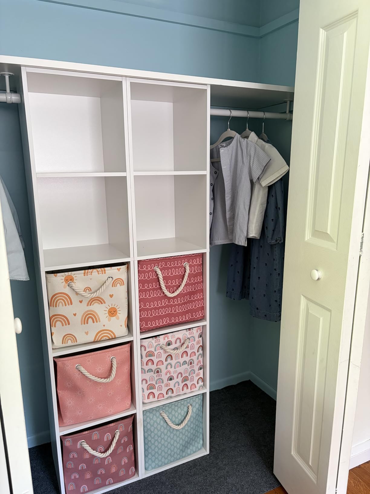 Amazon Basics 5-Cube Bookcase Compatible with Fabric Storage Cube Organizers, White customer photo 2