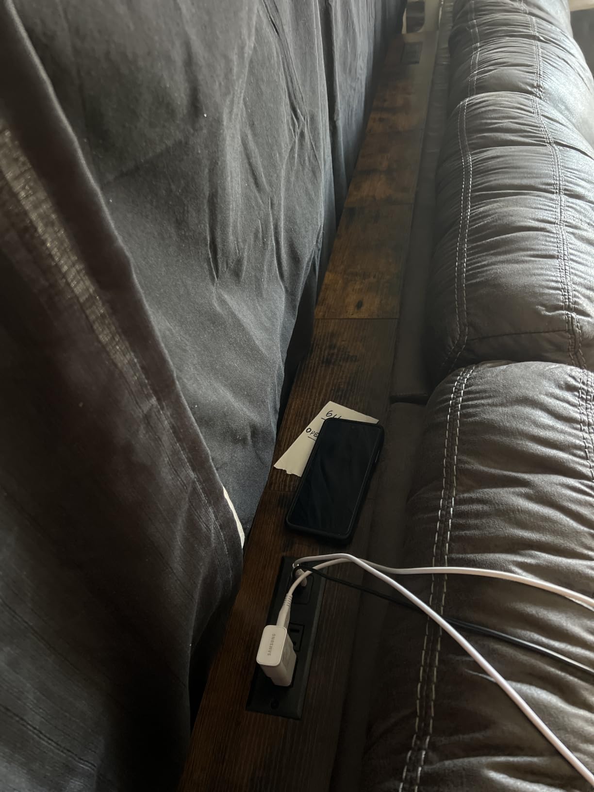 SUPERJARE 78.8 inch Narrow Behind Couch Table with 2 Charging Stations, 2 AC Outlets with USB-C Ports, Extra Storage Behind Sofa, Sofa Table Console Table for Entryway Living Room, Rustic Brown customer photo 1