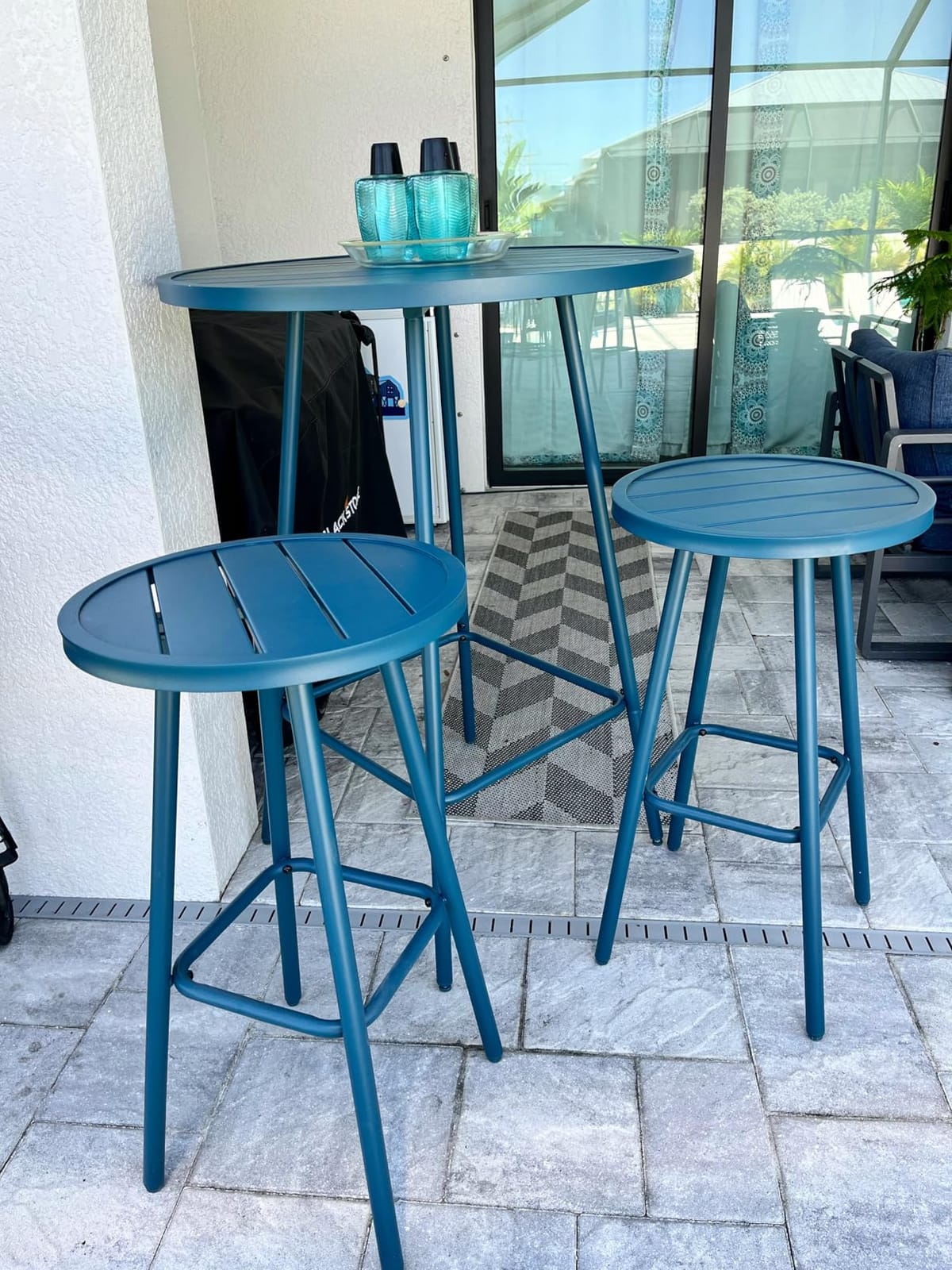 Best Choice Products 3-Piece Patio Dining Set, Bar Height, Outdoor Bistro Set, Outdoor Round Bar Table w/ 2 Bar Stools, Steel - Black customer photo 1