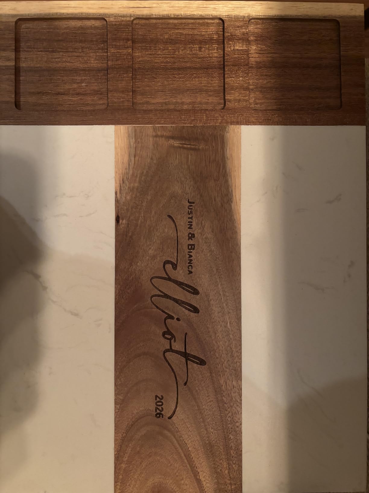 Personalized Charcuterie Board Set - Custom Engraved Wooden Marble Cheese Board with Knife Set - Best Wedding Gift for Couples, Bridal Shower, Engagement, Anniversary, Housewarming & Gift for Parents customer photo 2