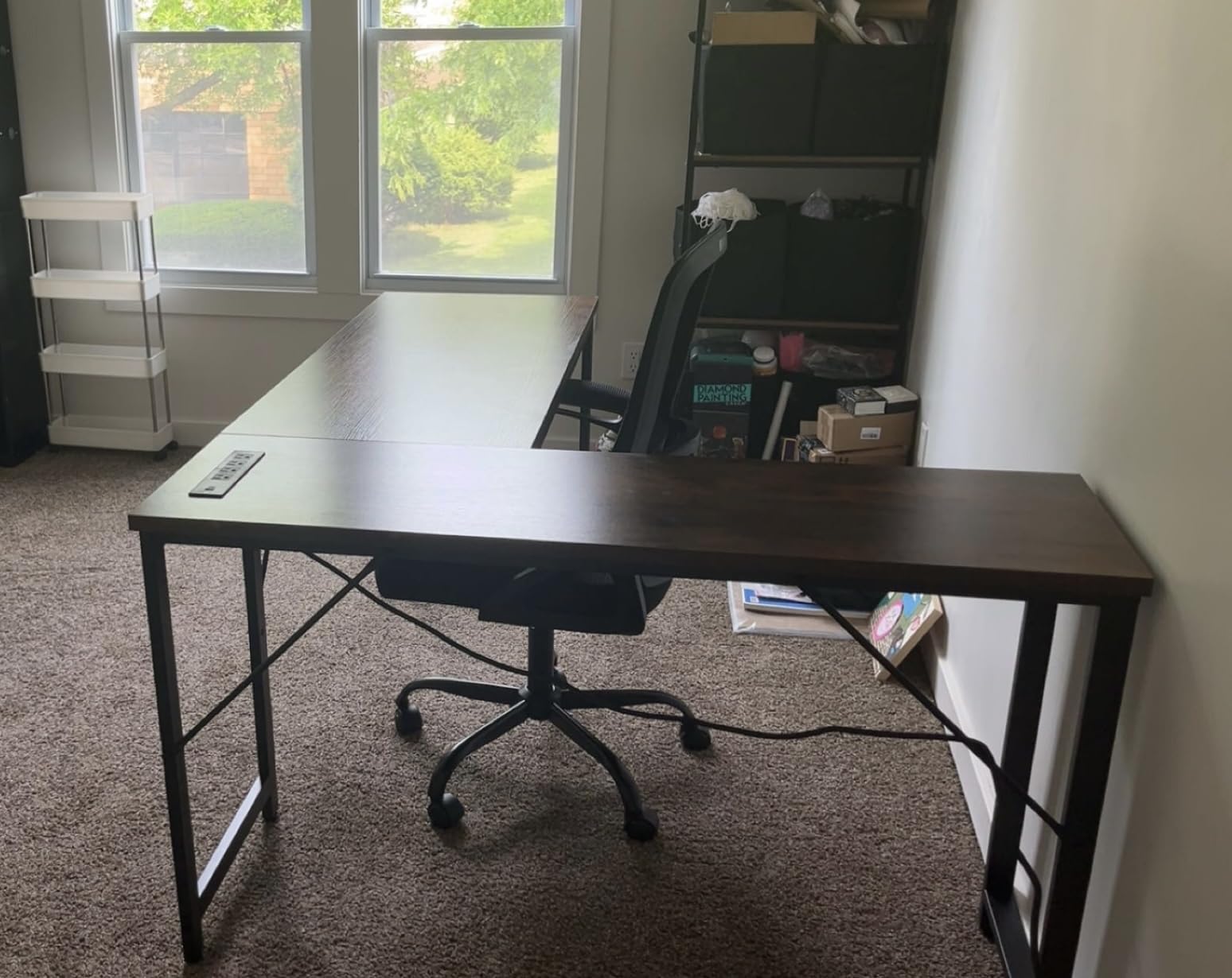 Huuger 63 Inch L Shaped Desk with Power Outlets & 0.95 Inch Thicker Desktop | Reversible Computer Desk, Larger Office Corner Gaming Desk, Metal Frame, for Home Office, Study, Rustic Brown customer photo 1