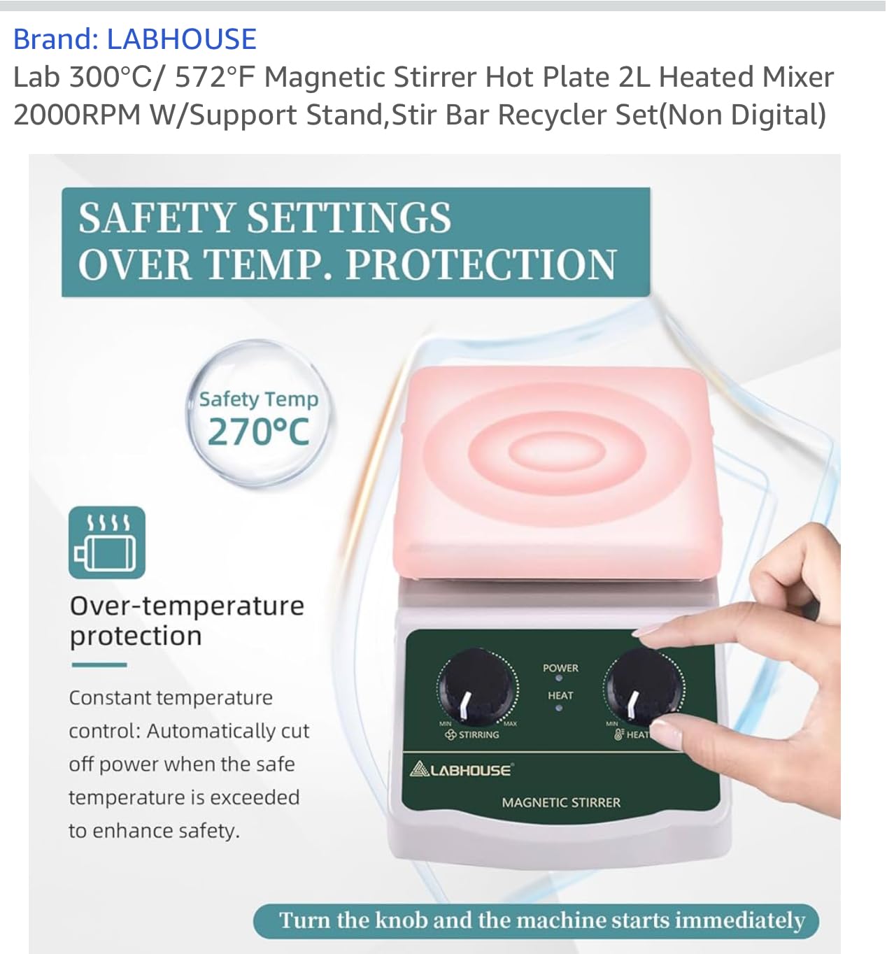 LHS-2 Magnetic Stirrer Hot Plate, 300°C/572°F, 2000RPM, 2L customer photo 2