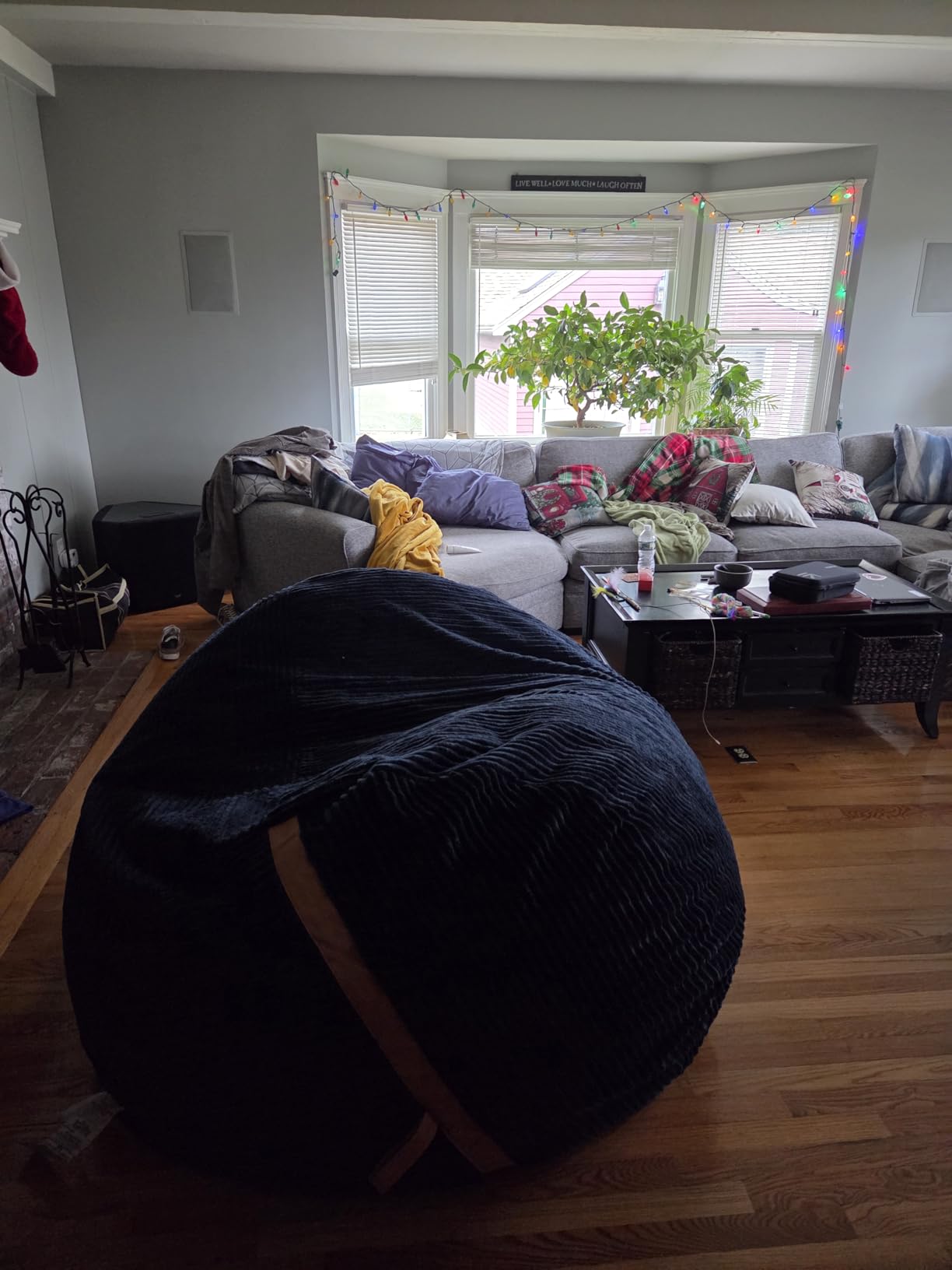 Big Joe Fuf 5Ft Foam Bean Bag Chair for Adults and Teens, Ideal for Bedroom and Living Room, Midnight Blue, Corded Plush, 5 feet Big customer photo 2