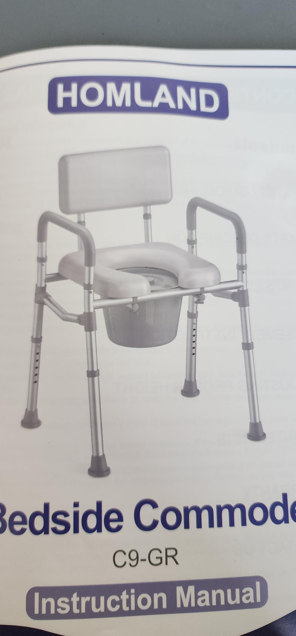 HOMLAND Bedside Commode Toilet, Padded Seat & Backrest, Enhanced Crossbar customer photo 1