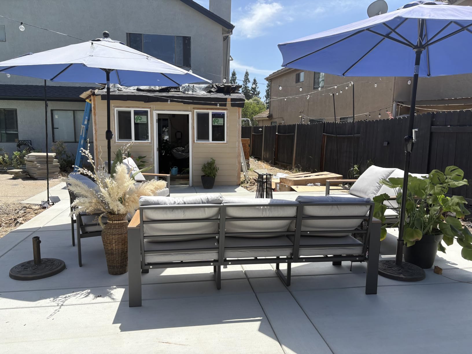 Aoxun Aluminum Patio Furniture Set 7 Seats, Oversized Outdoor Sectional with Washable Thick Cushions, Coffee Table, Patio Conversation Sets for Porch, Balcony, Deck, Dark Gray customer photo 1