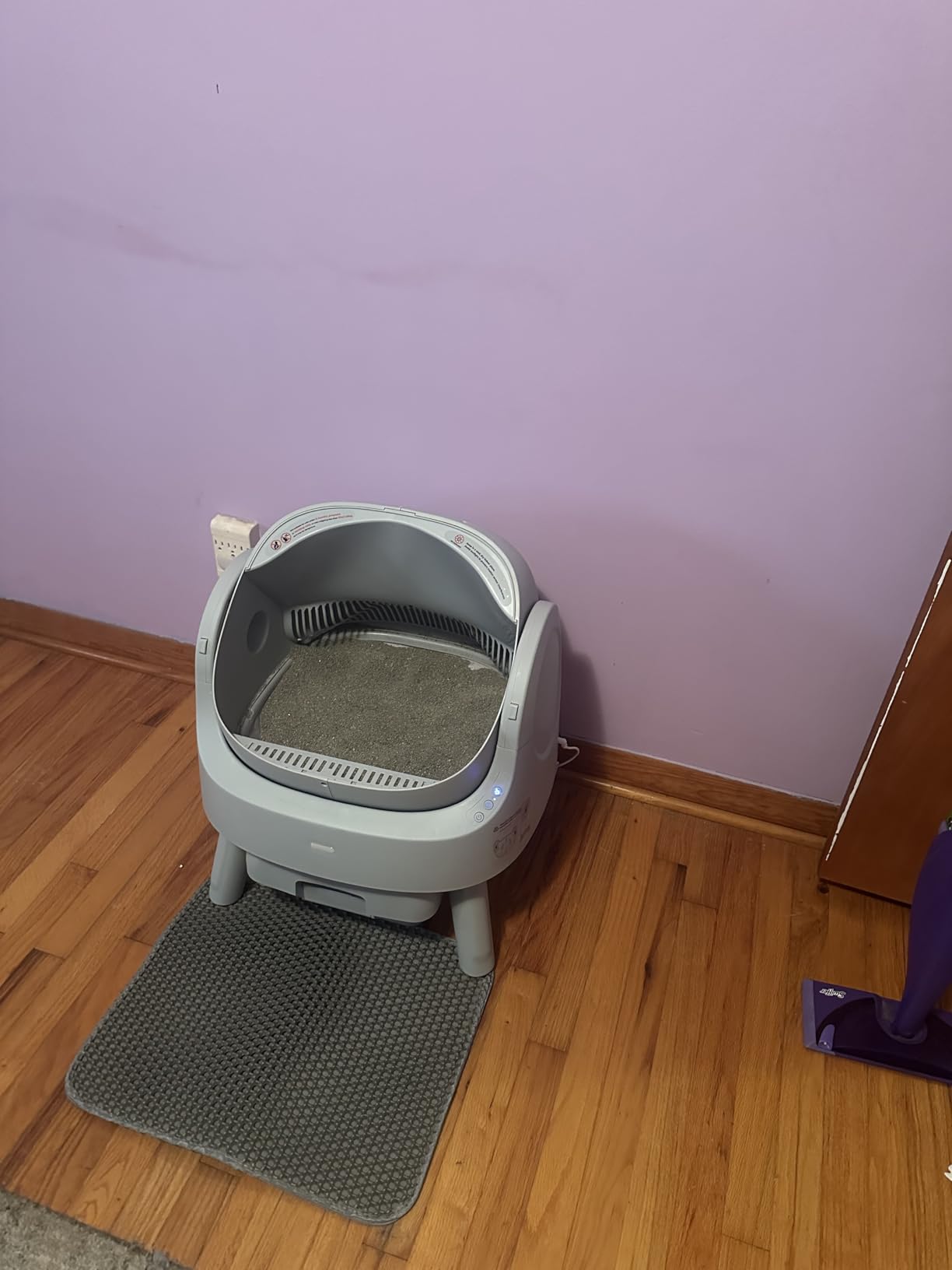 Mimfam Automatic Self Cleaning Litter Box, with 4 Pairs Infrared Sensor, Open-Top Design for Multi-Cat Homes, Comes with Liner Bags and Cat Litter Mat, Grey customer photo 1