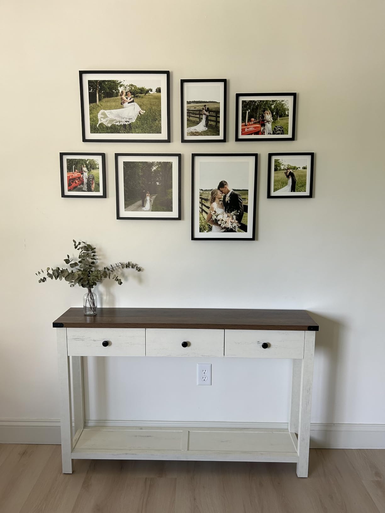 VASAGLE LIRY Collection Narrow Console Table with 3 Drawers, Brown | Sofa Table with Storage Shelf, Metal Corners, Farmhouse Style, ULNT142KB02S customer photo 2