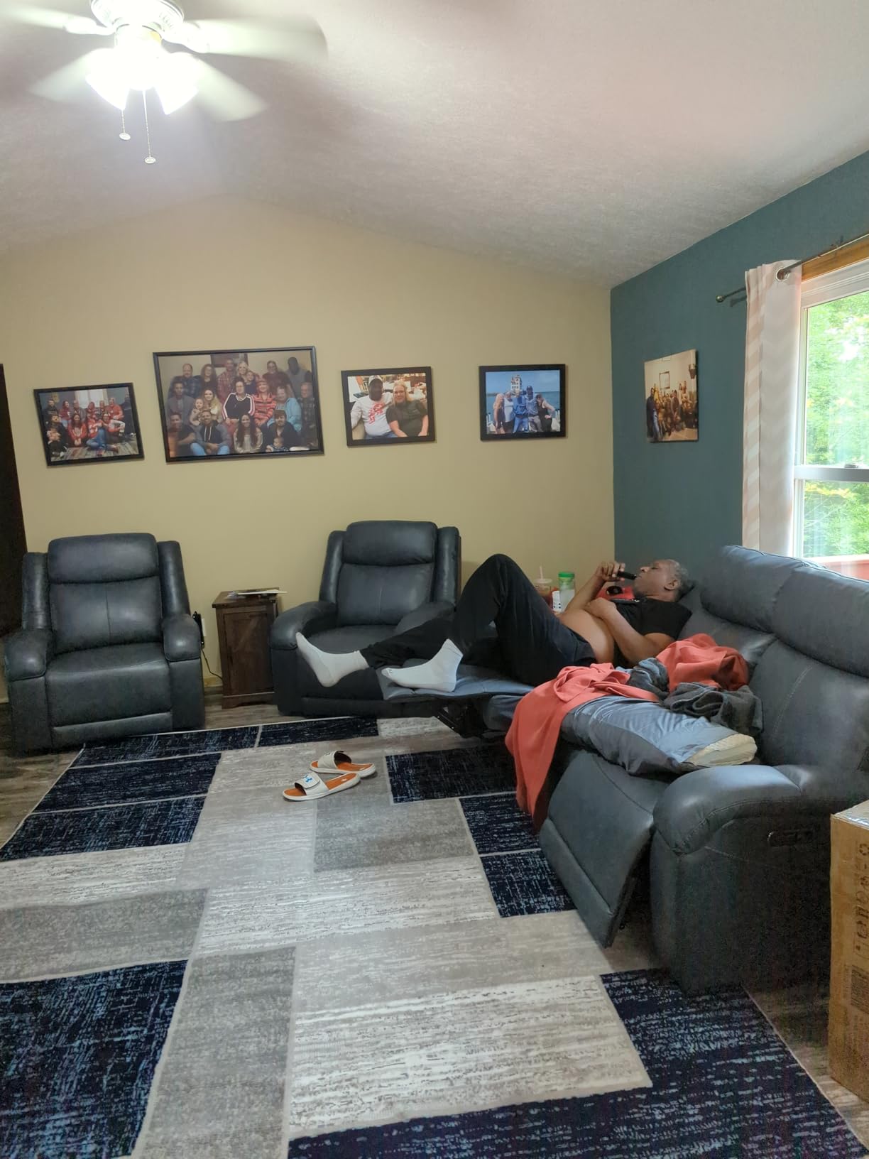 Watson & Whitely Genuine Leather Wall Hugger Power Reclining Sofa, Saddle customer photo 1